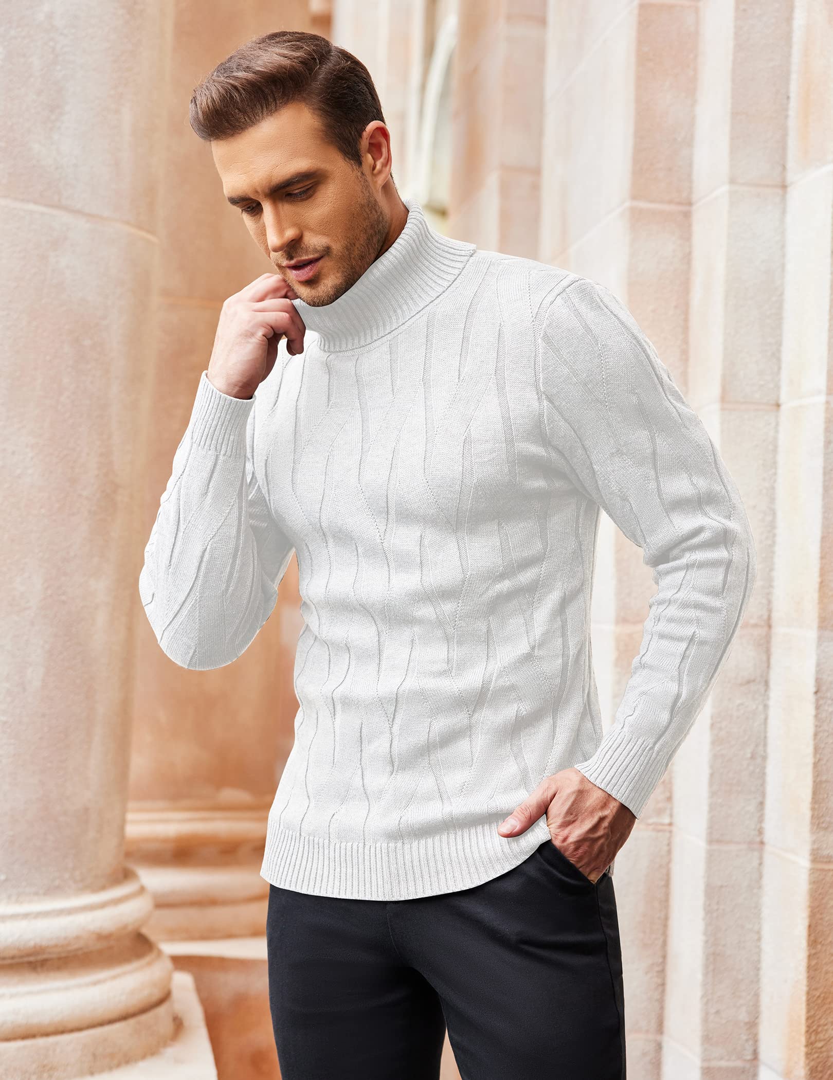 COOFANDY Men's Slim Fit Turtleneck Sweater - Long Sleeve Casual Knit Pullover for Winter, Fall & Spring | Warm Comfortable Office & Date Outfit | Perfect for Business Casual, Layering & Cold Weather Fashion