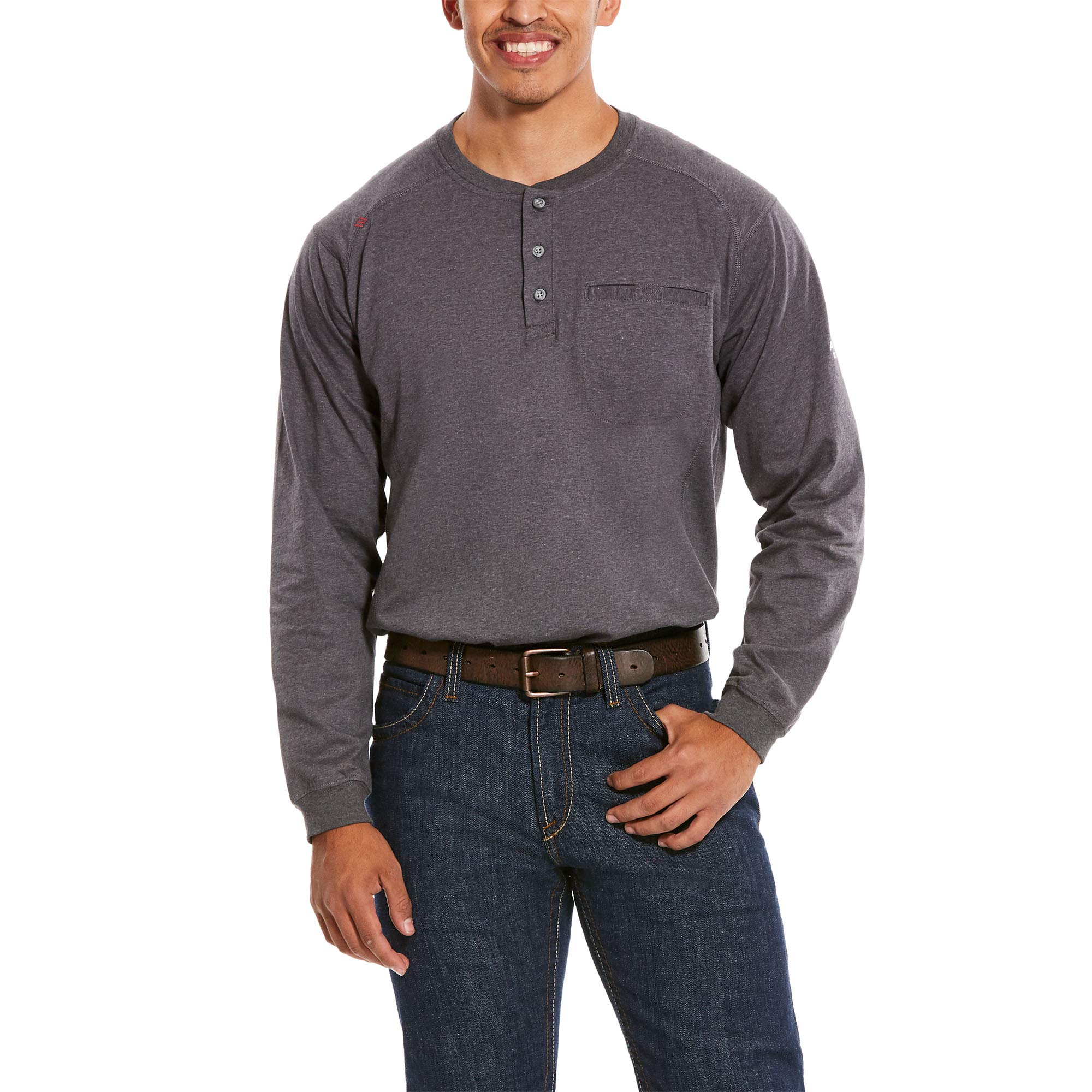 Ariat Men's FR Air Henley Shirt - Breathable Flame-Resistant Workwear for Outdoor & Construction Use