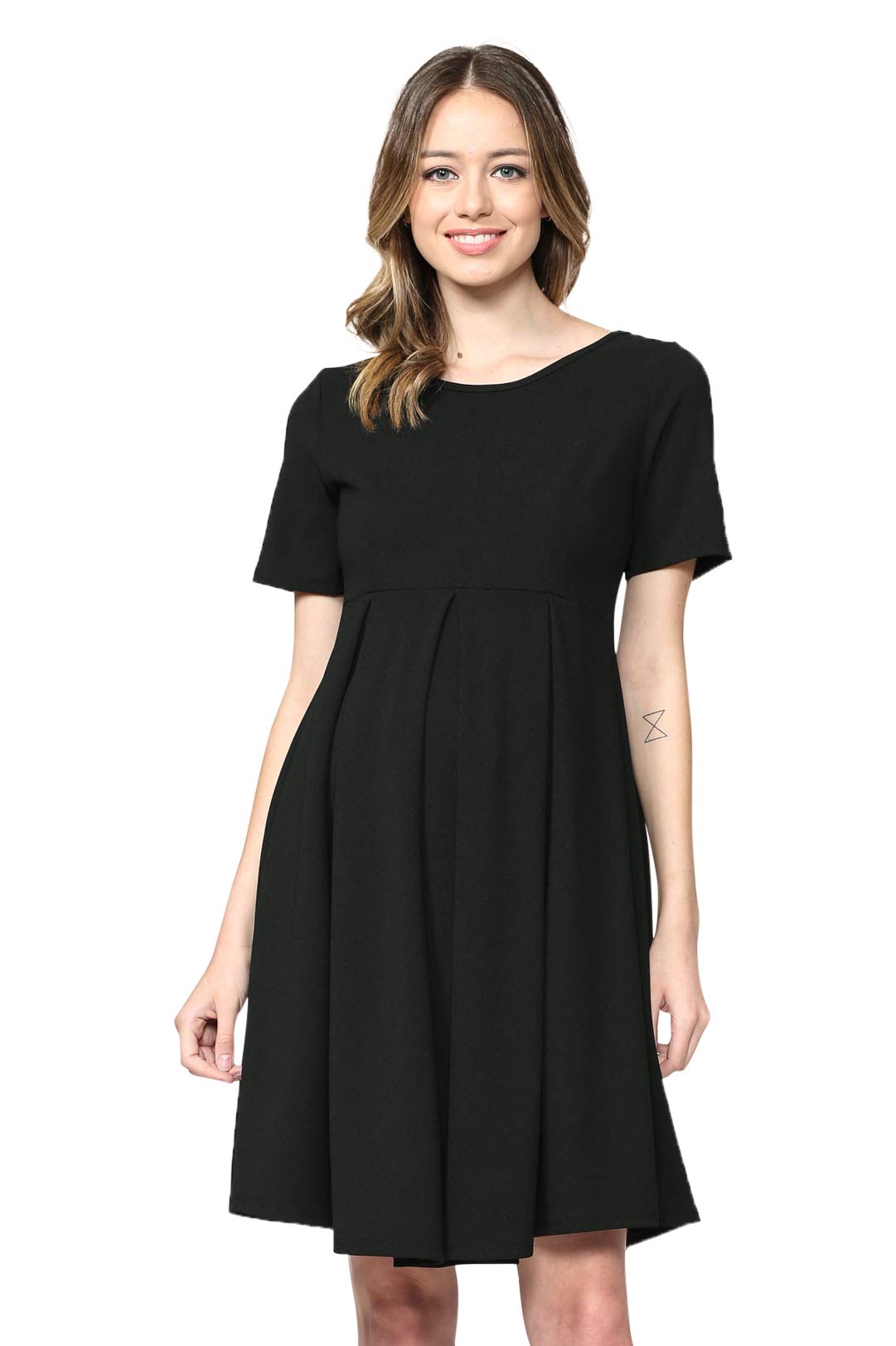 HELLO MIZ Women's Maternity Formal Dress with Front & Back Pleats - Elegant Pregnancy Gown for Baby Shower, Wedding & Special Occasions