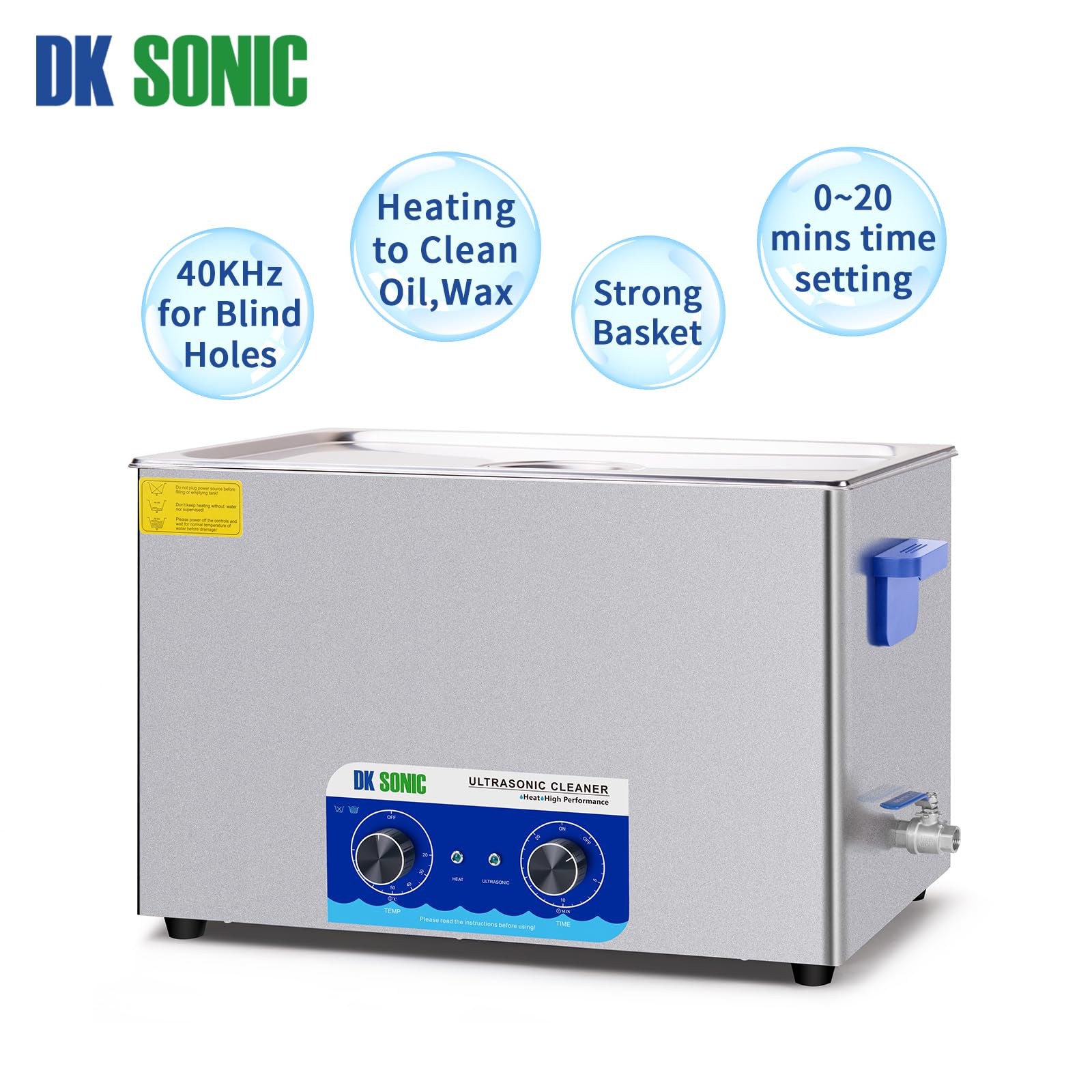 DK SONIC 30L Ultrasonic Cleaner with Timer & Heater - Stainless Steel Industrial Parts Cleaner for Guns, Jewelry, Tools (7.92Gal/110V) - Perfect for Home Workshops, Dental Labs & Automotive Repair Shops