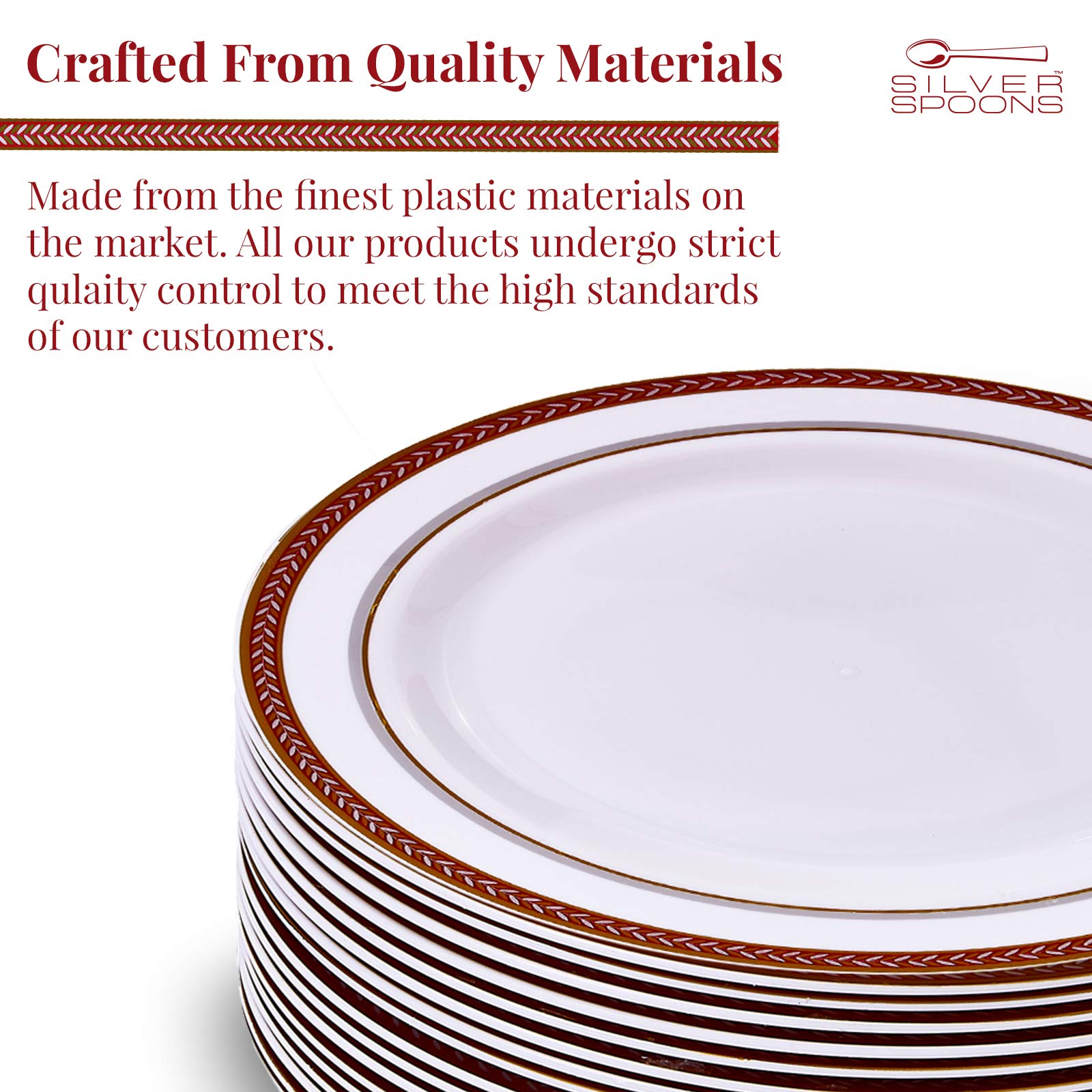 Elegant Red Christmas Plastic Plates Set - 20 Pack 9