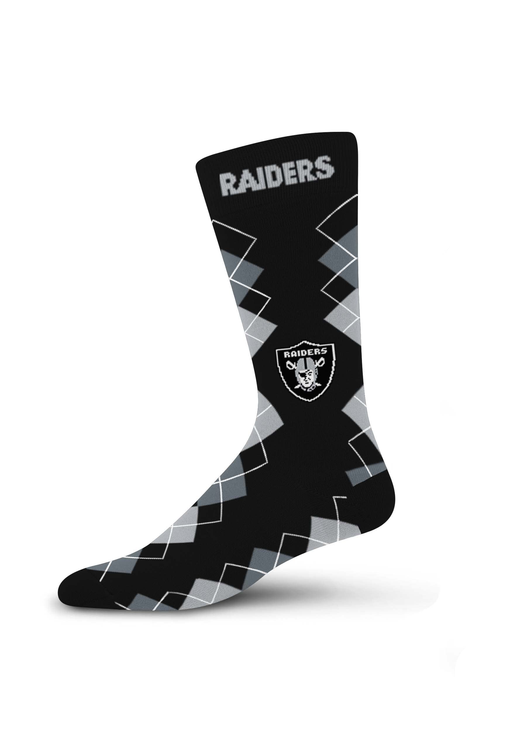 NFL Team Logo Argyle Crew Socks for Men & Women - Black Fan Nation Dress Socks - Perfect for Game Day, Sports Events & Casual Wear