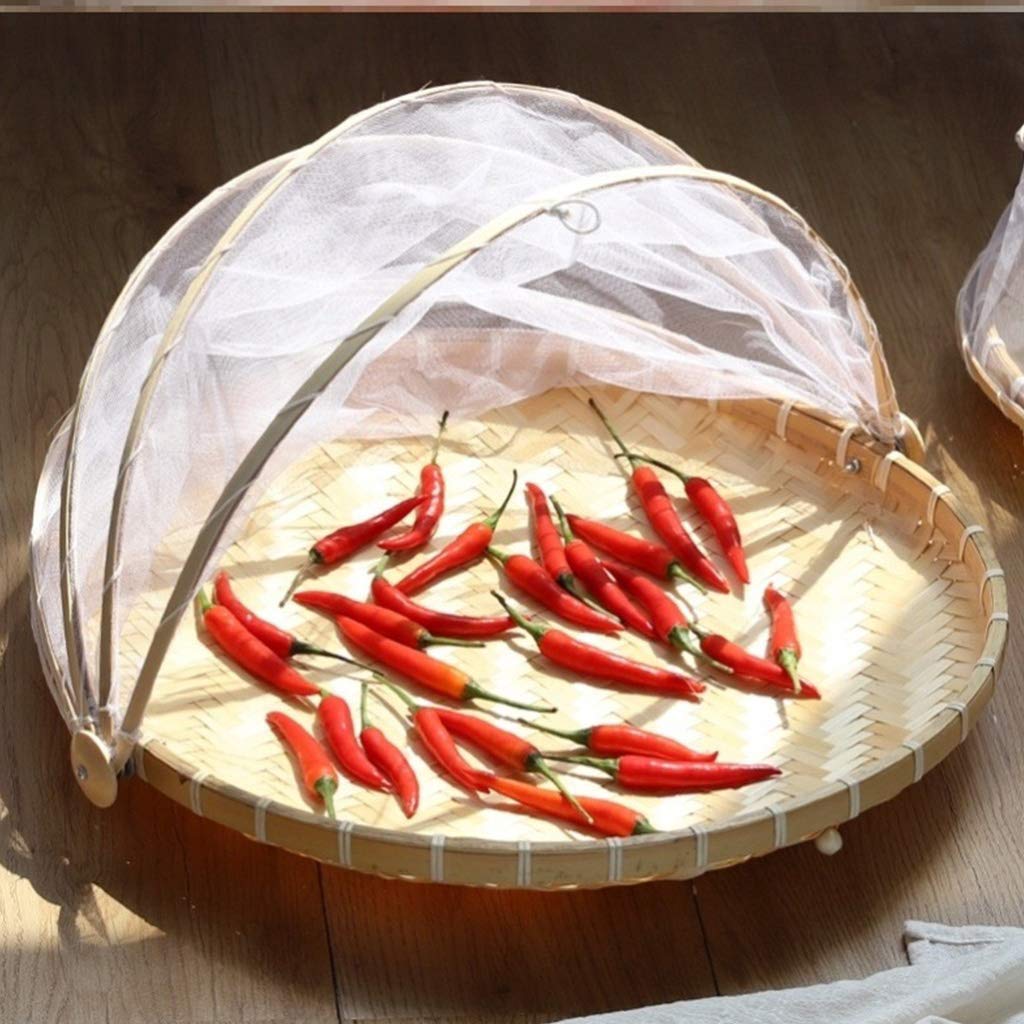 Handmade Bamboo Basket with Bug Net - Picnic & Food Storage