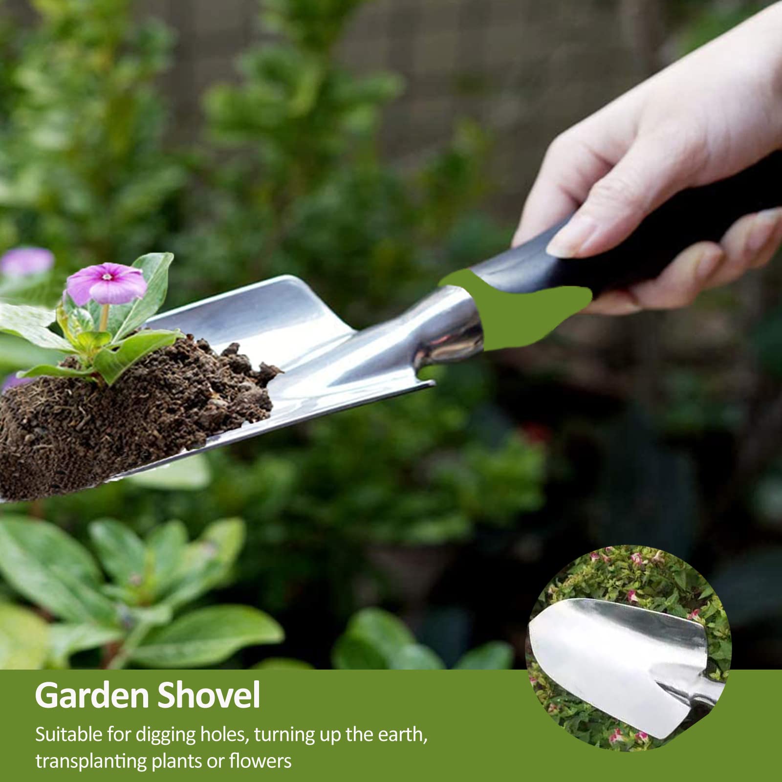 **3-Piece Heavy Duty Garden Tool Set - Ergonomic Non-Slip Handle Trowel, Transplant Trowel & Hand Rake - Perfect for Planting, Weeding & Landscaping - Ideal Gardening Gifts for Men & Women**