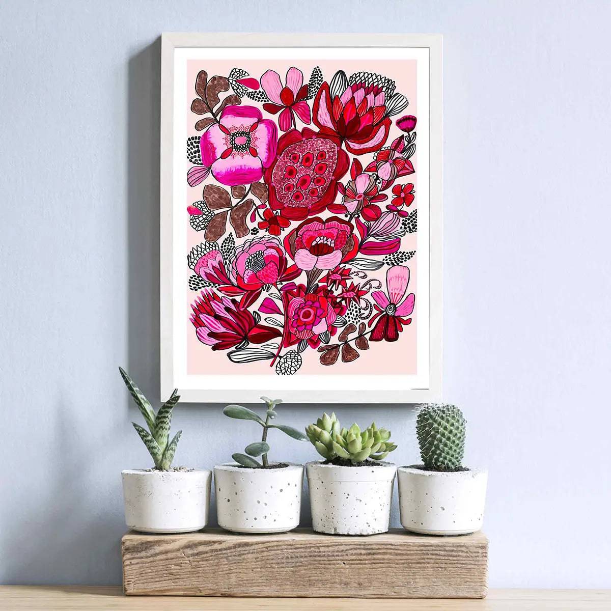 Rosa Botanica Modern Wall Art Print - Floral Botanical Decor for Living Room, Bedroom & Office - Perfect for Home & Office Decoration