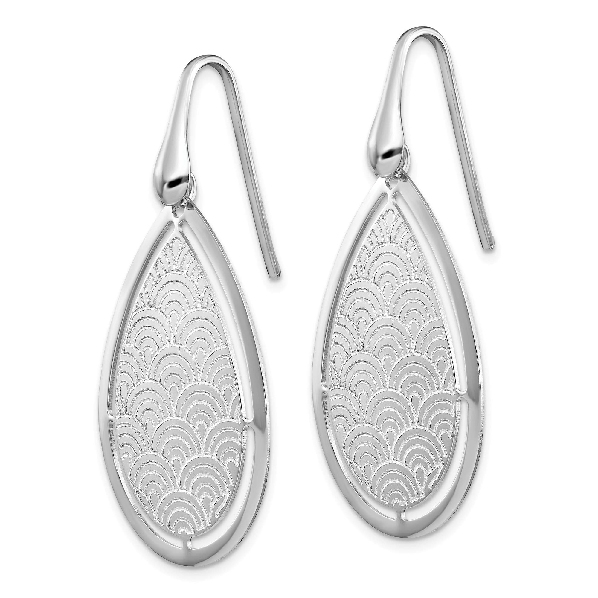 Leslie's Sterling Silver Brushed/Polished Laser Cut Dangle Earrings for Women - Elegant Handmade Jewelry Gift for Birthday, Anniversary & Special Occasions