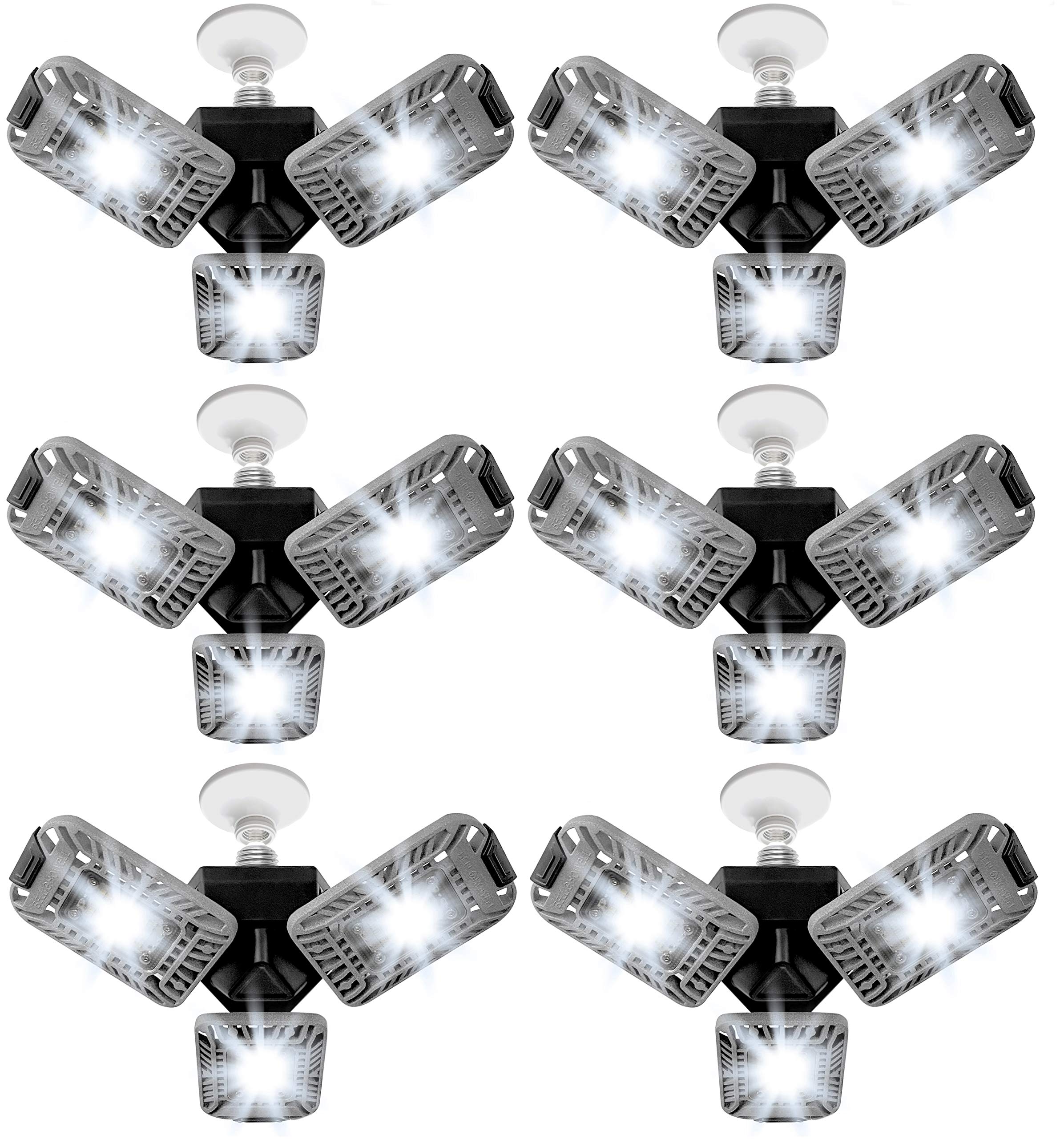 Bell+Howell Triburst Deluxe 5500 Lumens LED Ceiling Light - Ultra Bright 144 LED Bulbs, 6500K Daylight White - Adjustable Triple Panel for Bedroom, Garage, Workshop & Office Lighting