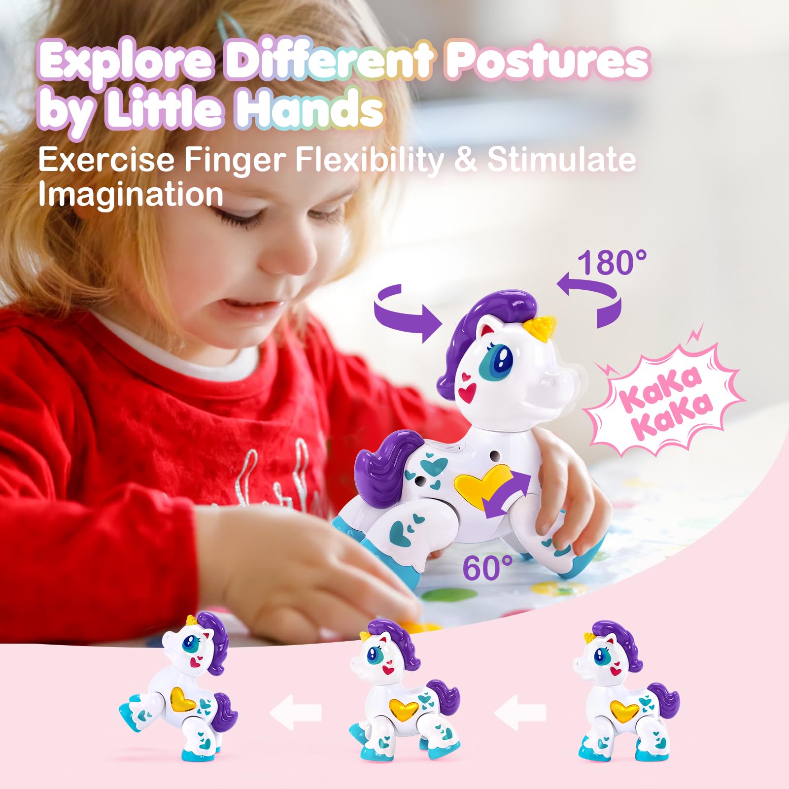 Hahaland Musical Unicorn Light Up Toy for 1 Year Old Girls - Interactive Baby Toddler Toys with Sound & Lights - Perfect Valentine's Gift, Travel Entertainment & Early Learning Development