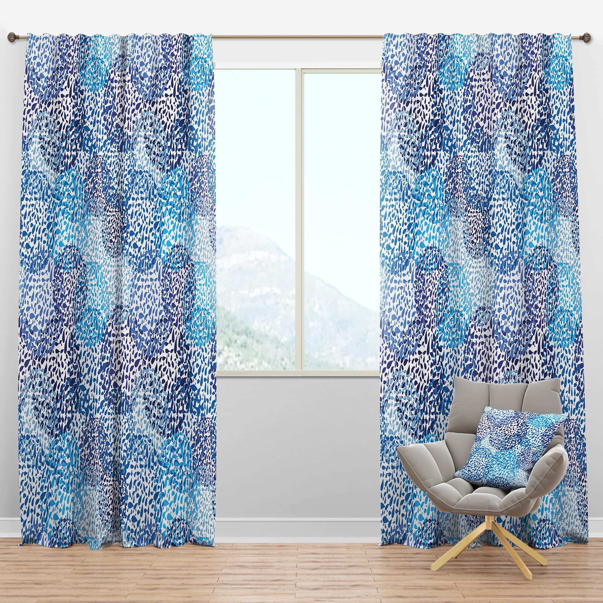 DesignQ Blackout Curtains - Thermal Insulated Sea Motif Pattern Window Drapes for Bedroom & Living Room (52x84, Single Panel) - Perfect for Light Blocking, Energy Saving & Home Decor
