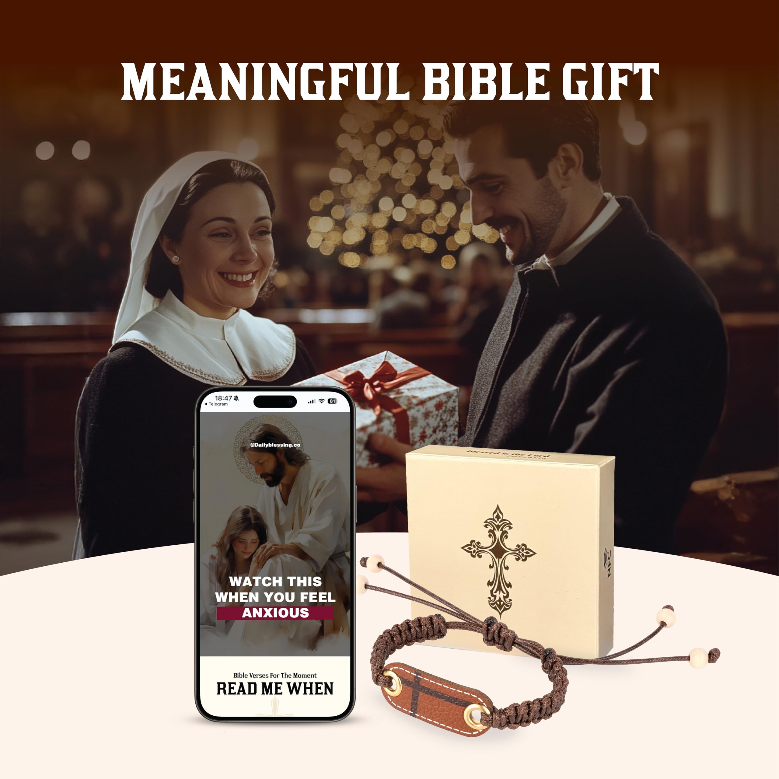 Daily Bible Verse Bracelet - Inspirational Christian Jewelry for Women & Men, Cross Bracelet with Scripture, Easter Gifts for Teens & Adults - Perfect for Church, Bible Study & Faith-Based Occasions