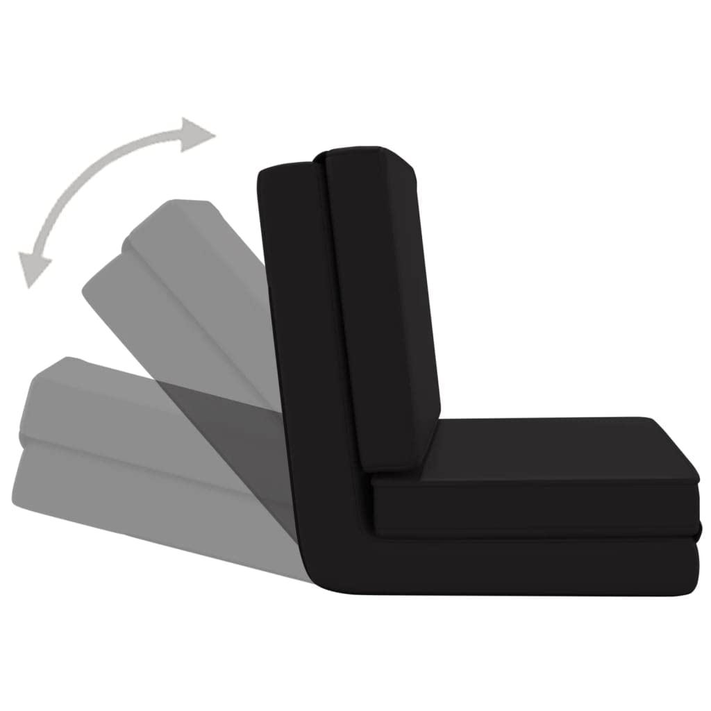 **CHARMMA Floor Chair with Back Support - Folding Sofa Sleeper, Recliner & Gaming Chair for Adults - Padded Faux Leather Meditation Seat - Black - Perfect for Living Room, Bedroom & Game Room**