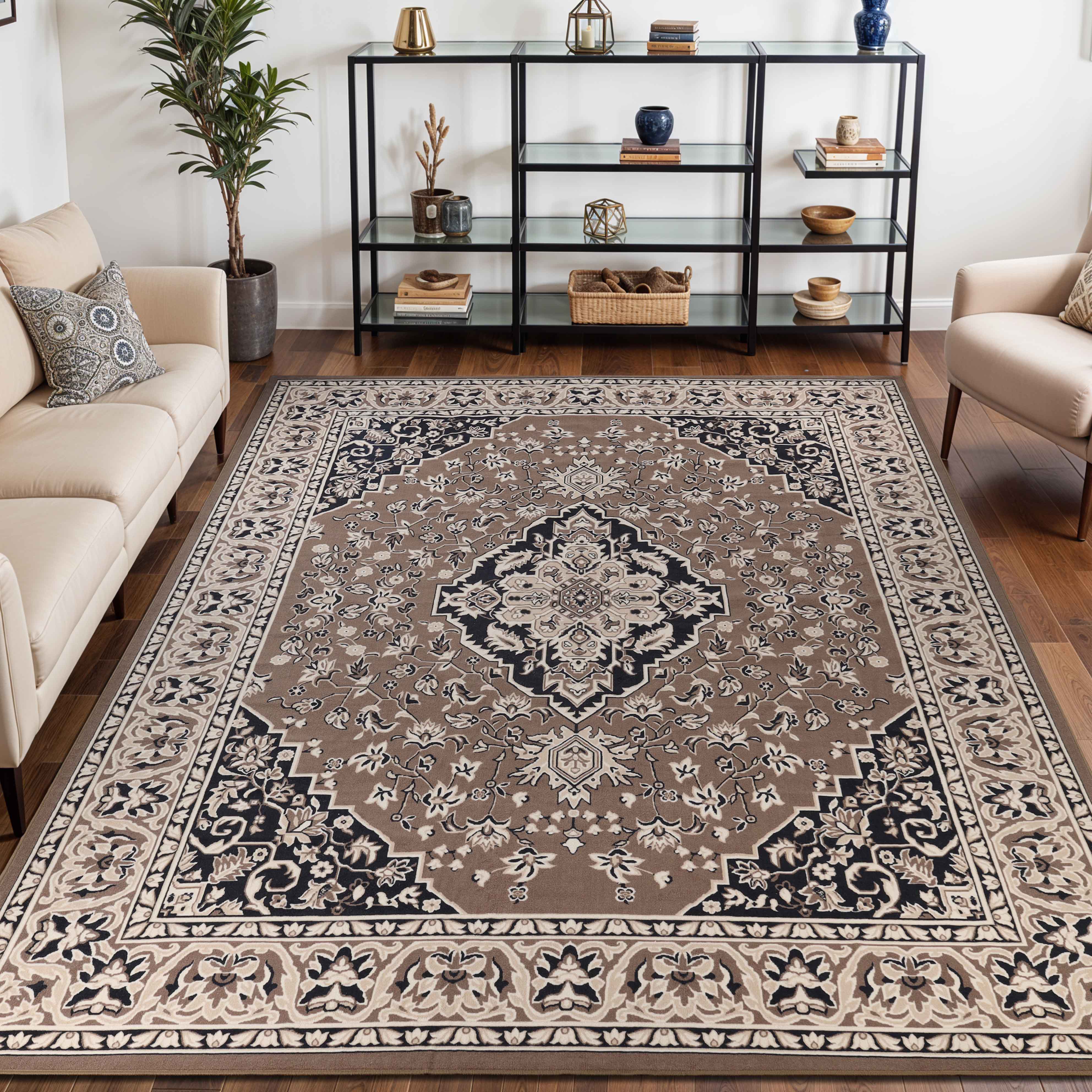Glendale Traditional Floral Medallion Indoor Area Rug - Non-Slip Living Room Carpet, Bedroom Runner, Hallway Decor | Soft & Durable Home Floor Mat for Cozy Interior Design