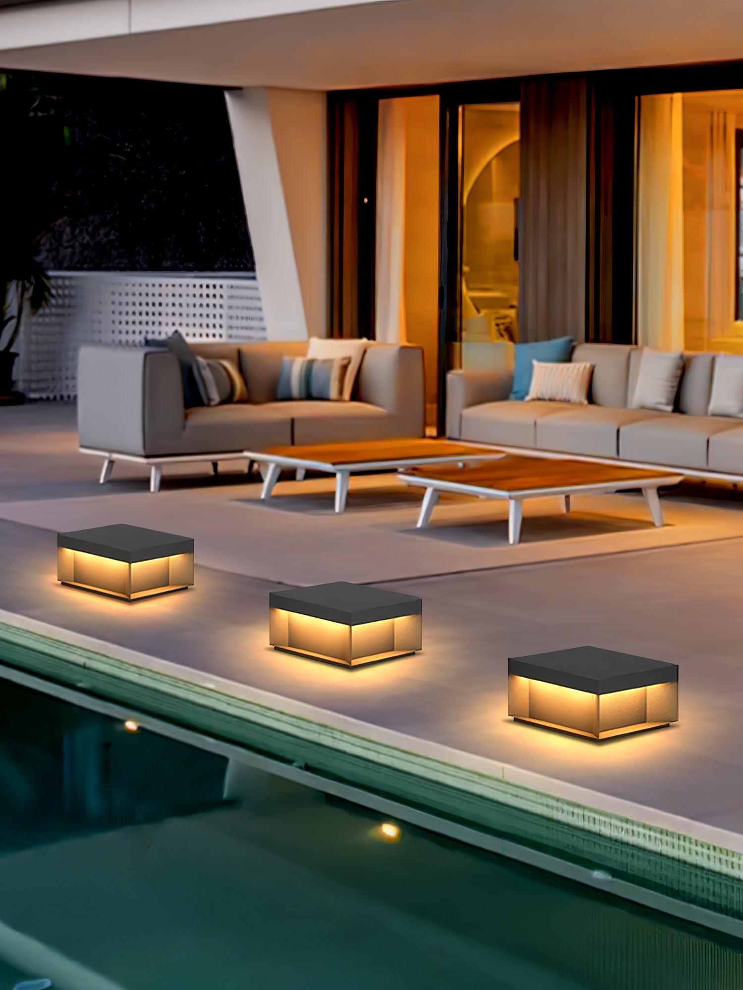 Black Box Outdoor Post Light - Durable Waterproof LED Exterior Lighting for Patio, Garden, and Driveway - Perfect for Home Security and Landscape Illumination