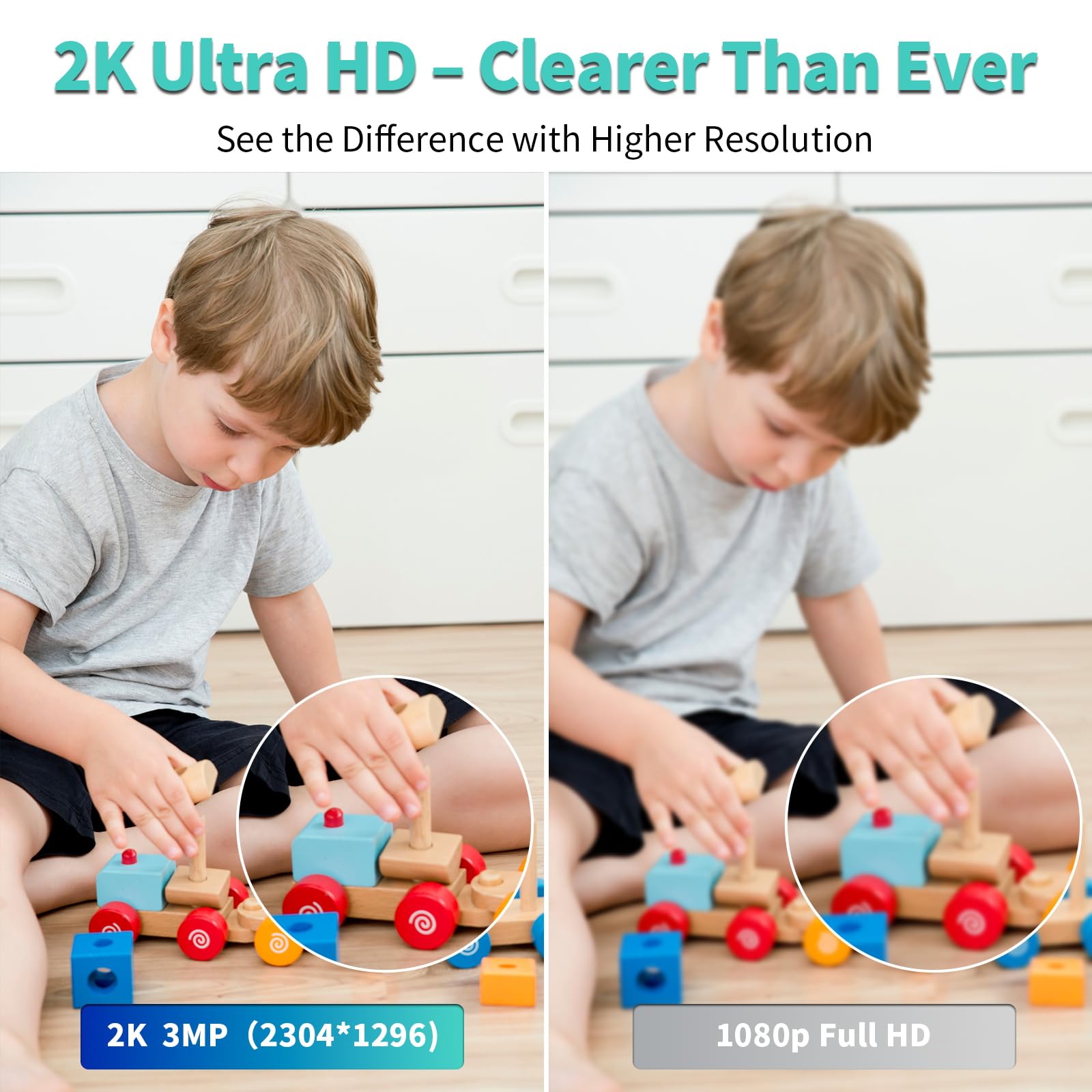 2K Indoor Security Camera with AI Motion Detection & Night Vision - Baby & Pet Monitor for Home Security