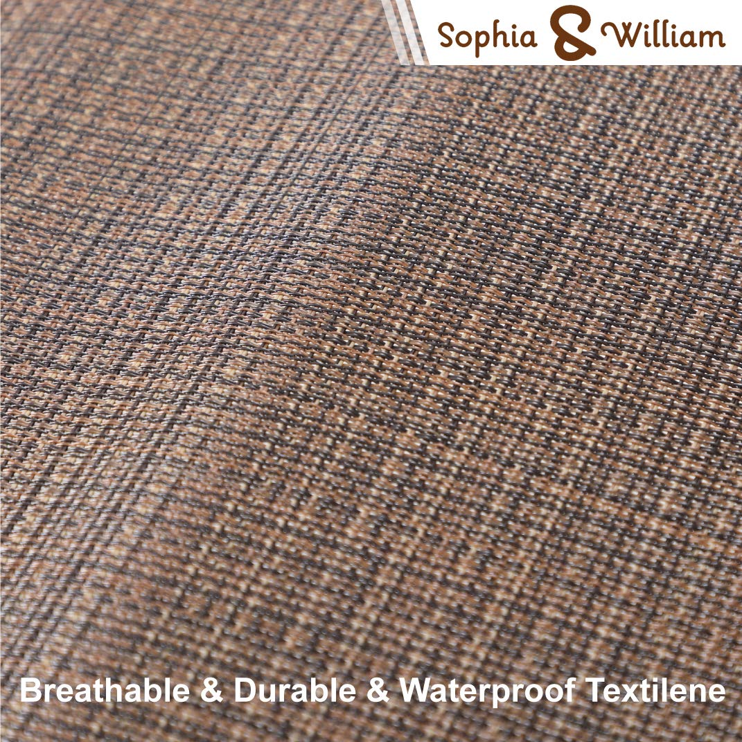 Sophia & William Outdoor Chaise Lounge Chair Set of 2 - Patio Folding Textiline Recliner with Adjustable Backrest & Armrests - Perfect for Beach, Pool, Backyard, Garden Relaxation - Brown