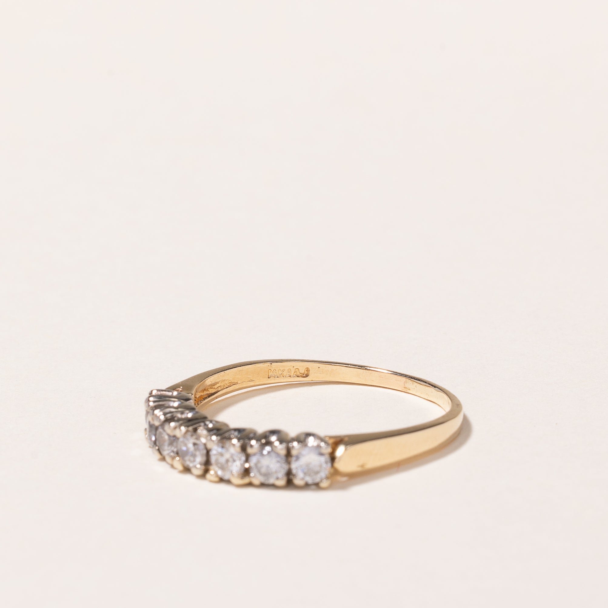 14K Yellow Gold Single Row Diamond Ring - 0.42 Carat Total Weight (CTW) | Size 8.5 | Elegant Wedding Band, Anniversary Gift for Her, Promise Ring for Women