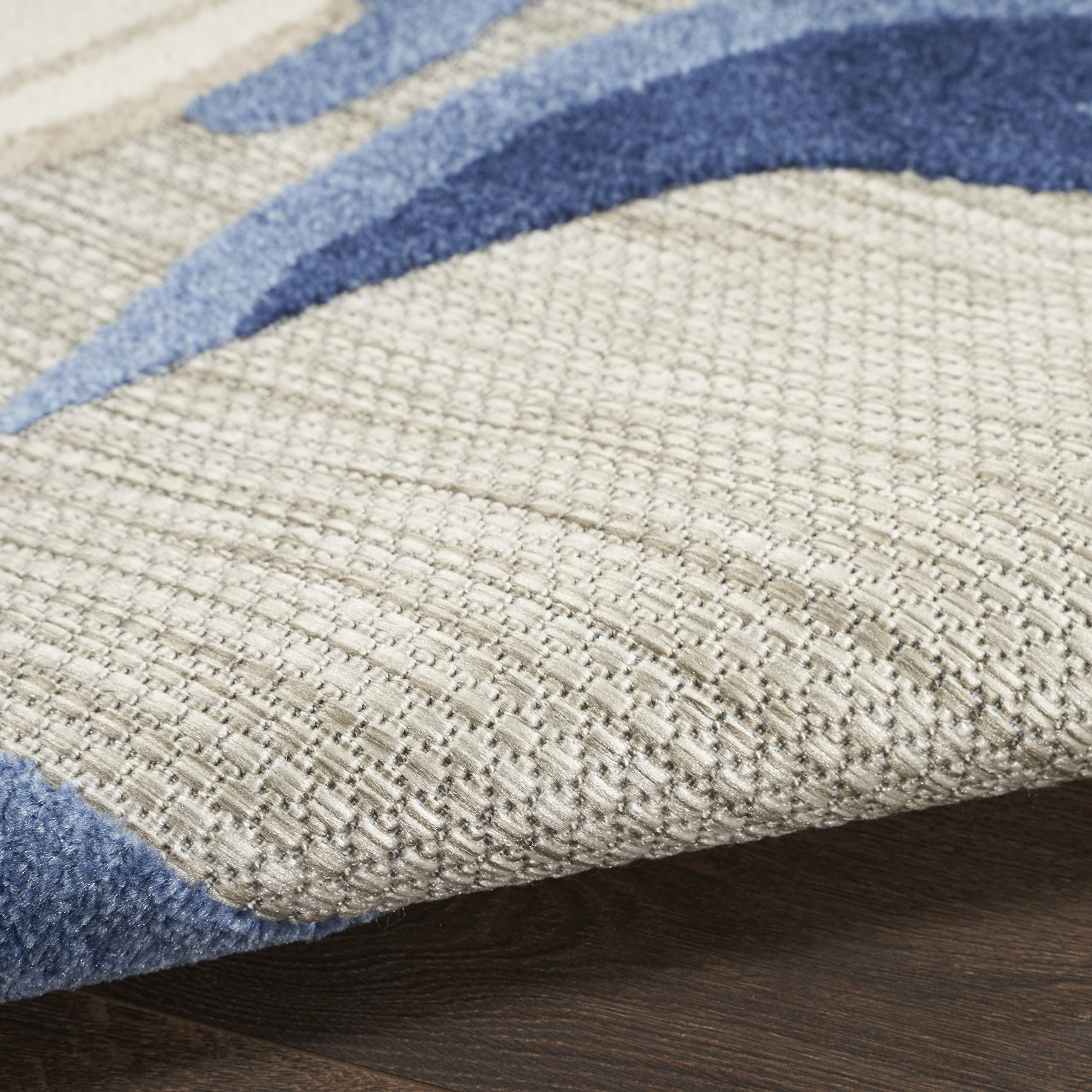 Nourison Aloha Indoor/Outdoor Blue/Grey 6' x 9' Area Rug - Easy to Clean, Non-Shedding, Stain Resistant | Perfect for Bedroom, Living Room, Dining Room & Kitchen Decor | Durable for High Traffic Areas & Pet-Friendly Homes
