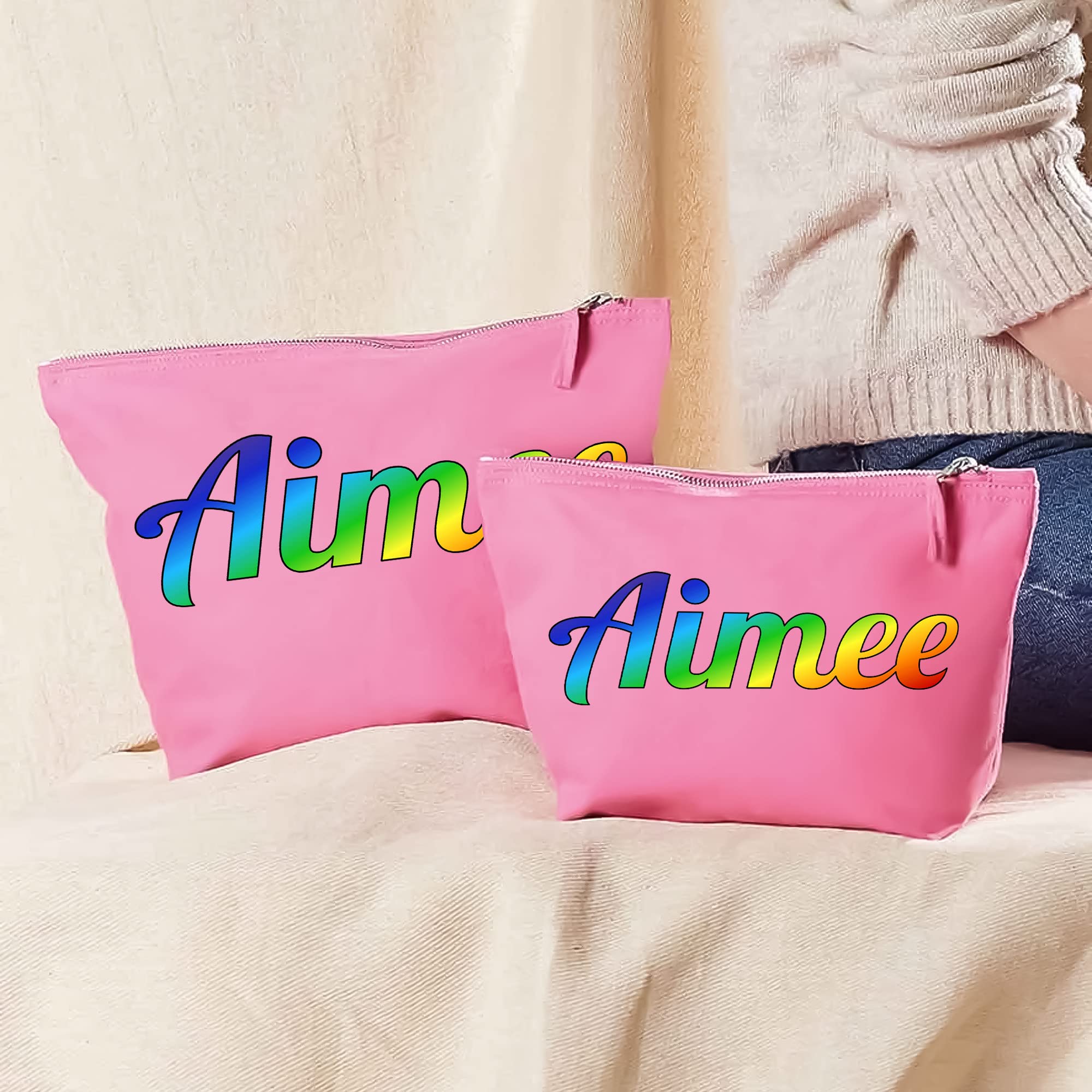**Custom Rainbow Print Makeup Bag - Personalized Birthday Gift for Women, Travel Cosmetic Pouch, Makeup Organizer (Medium, Black) - Perfect for Travel, Gifts & Daily Beauty Essentials**
