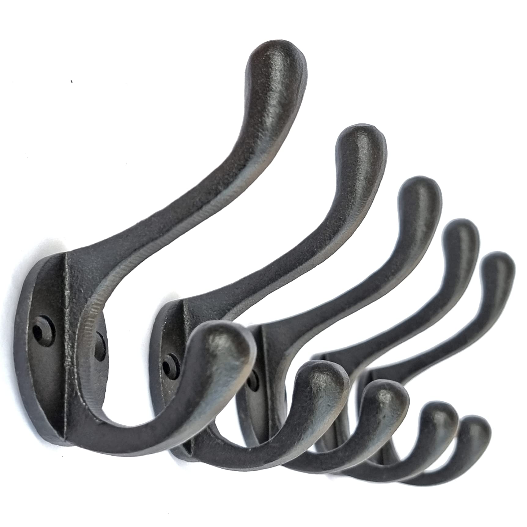5 Pack Vintage Cast Iron Wall Hooks - Heavy Duty Coat Hooks for Home & Entryway