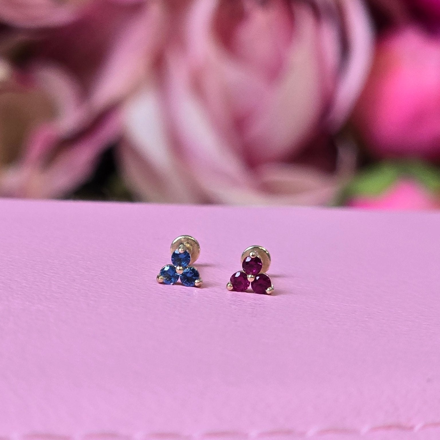 14K Yellow Gold London Blue Topaz Trinity Cluster Stud Earrings for Women - Perfect for Weddings, Parties & Everyday Elegance