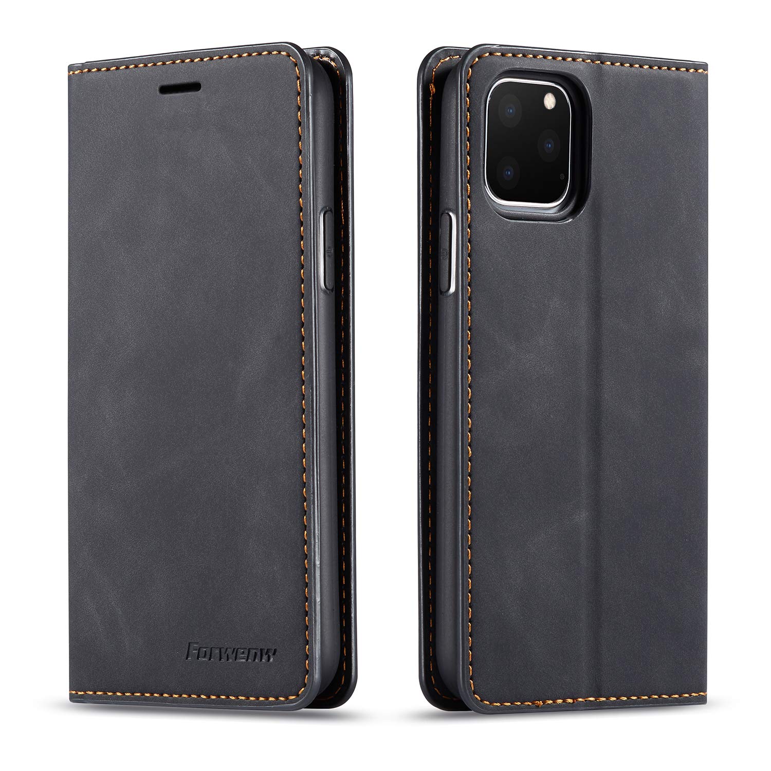 Premium PU Leather Flip Folio Case for iPhone 11 Pro Max - Shockproof Wallet Cover with Kickstand, Card Slot & Magnetic Closure | Perfect for Work, Travel & Daily Protection (6.5 inch, Black)