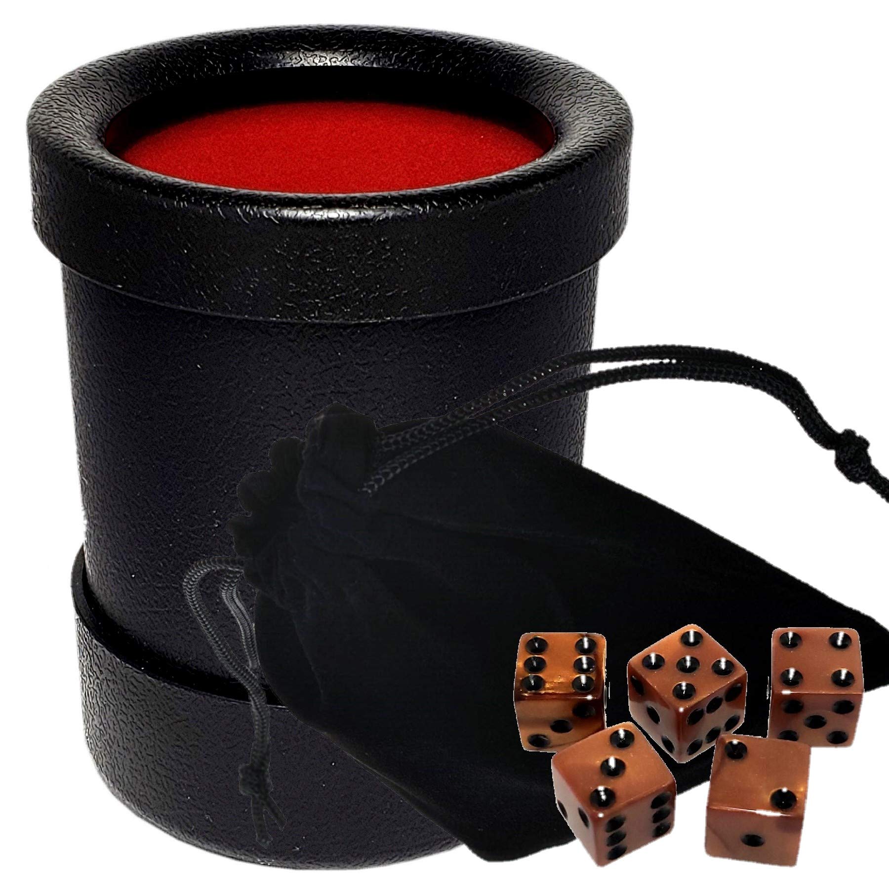 16mm Olympic Pearlized Dice Set (5pcs) with Black Velvet Pouch - Perfect for Board Games & Gifts