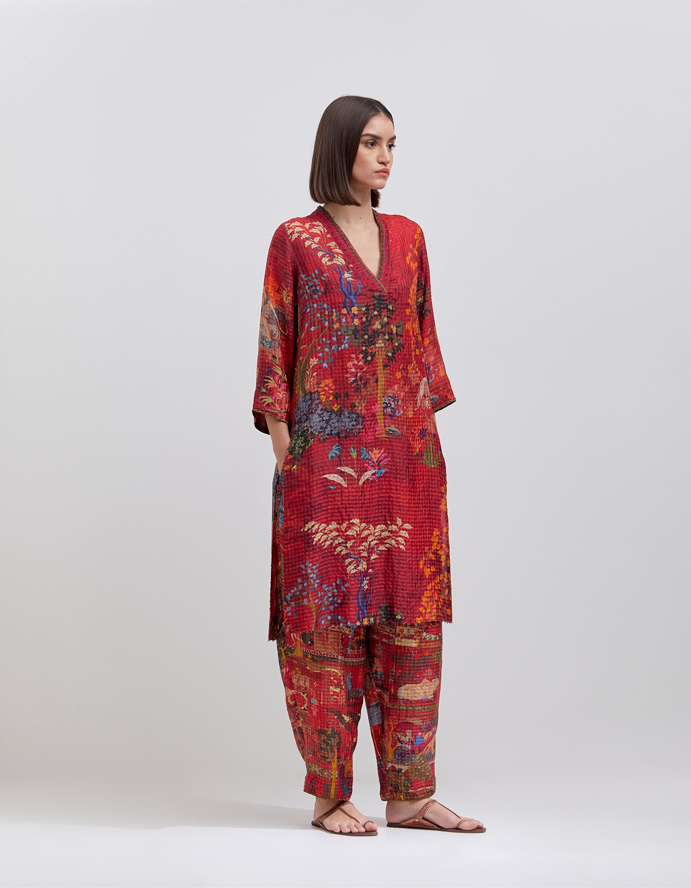 Aisha Salwar Silk Check Crimson - Elegant Indian Traditional Dress for Women | Perfect for Weddings, Festivals & Special Occasions
