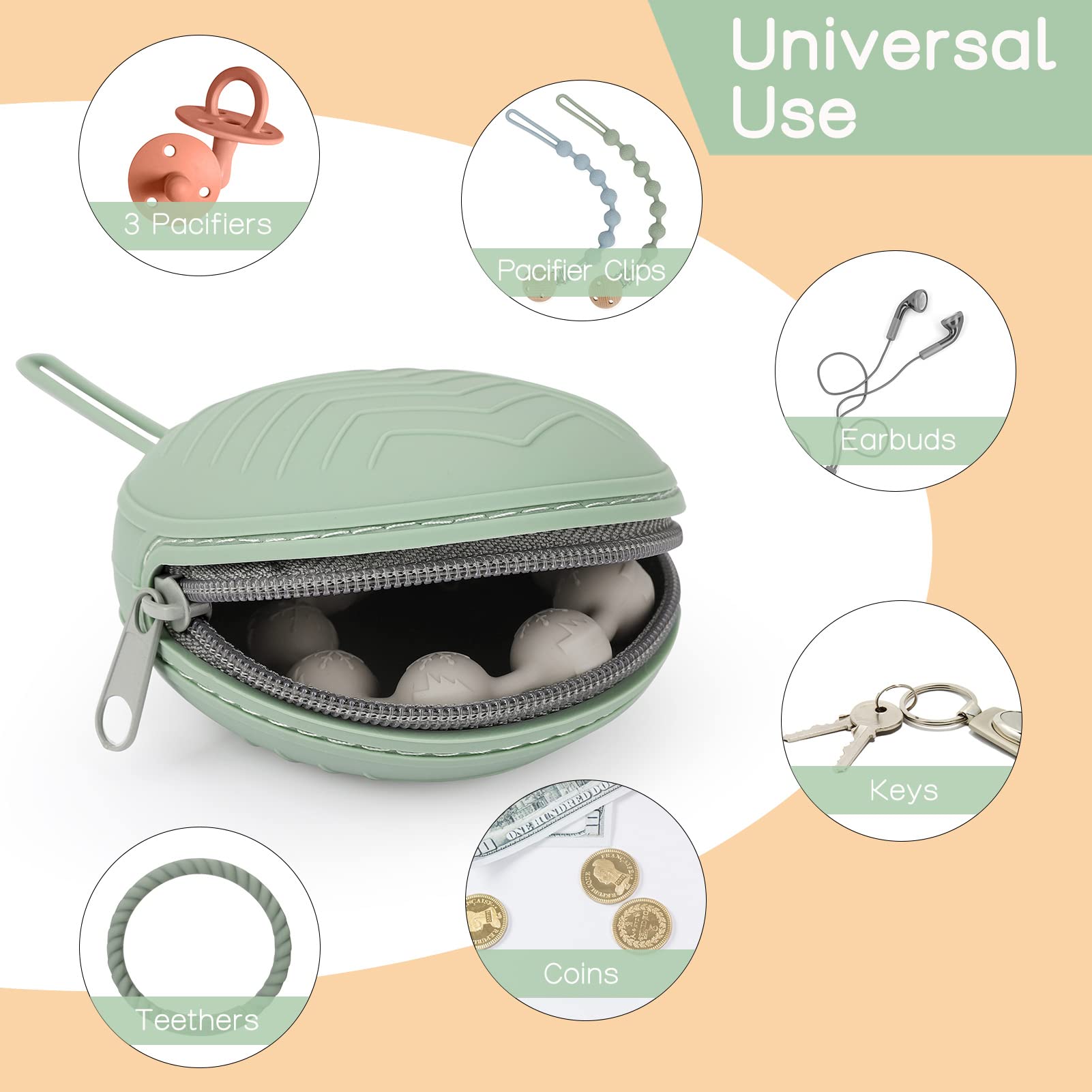 2 Pack BPA-Free Silicone Pacifier Holder Case for Newborn Babies - Portable Pacifier Storage Pouch for Boys & Girls (Clay & Dark Grey) - Perfect for Travel, Daycare & On-the-Go Parents