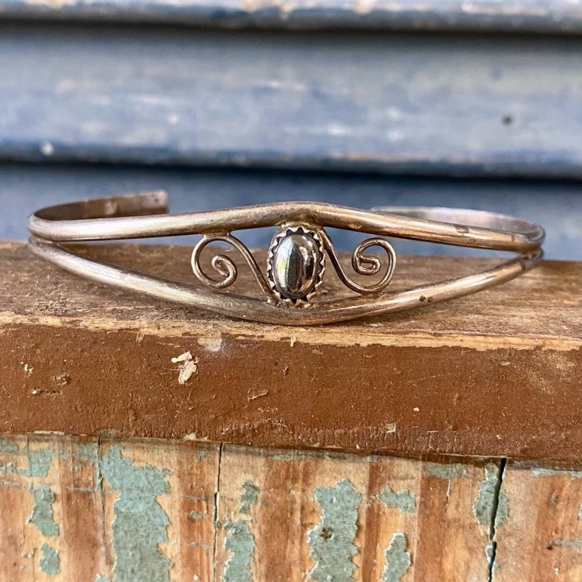 Authentic Sterling Silver Southwestern Bracelet with Hematite Beads | Handmade Native American Jewelry for Women | Perfect for Boho Fashion & Gift Giving