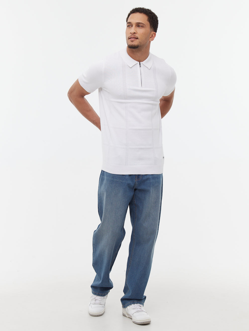 Navarro Grid Pattern Polo Shirt for Men - Stylish Casual Button Down Shirt with Comfortable Fit - Perfect for Office, Golf & Weekend Outings