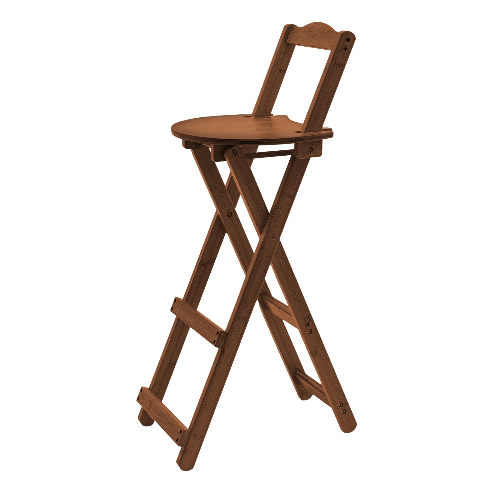 Foldable Bamboo Bar Stools with Backrest - Portable Tall Stools for Kitchen Island, Breakfast Bar, Outdoor Camping & Patio - Space-Saving Home & Garden Furniture