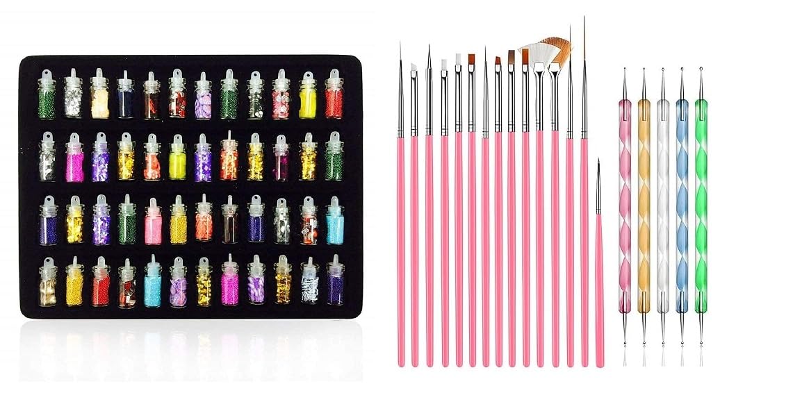 68-Piece Professional Nail Art Kit with 48 Colors, 15 Brushes & 5 Dotting Tools - 3D Nail Design Set for DIY Manicure, Salon & Home Use