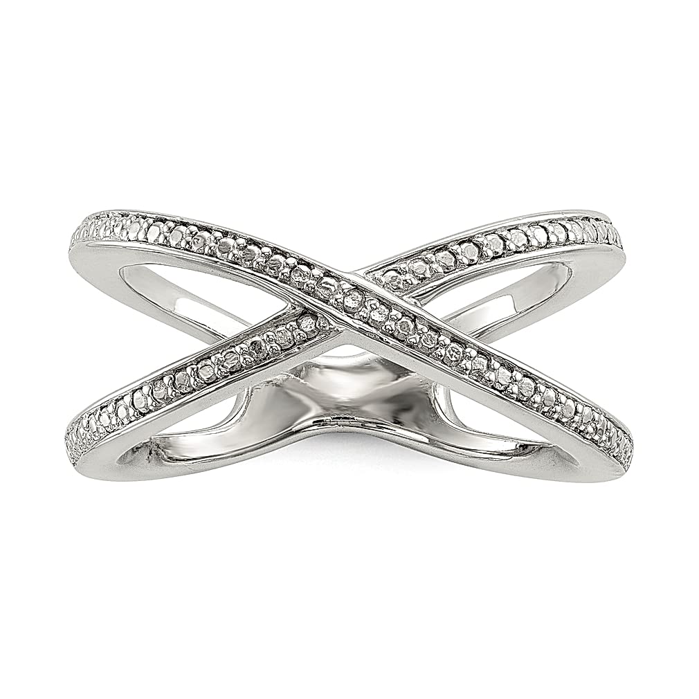 925 Sterling Silver Diamond Accent Band Ring with CZ Stone - Elegant Women's Fine Jewelry Gift for Anniversary, Birthday & Valentine's Day - Perfect for Everyday Wear & Special Occasions