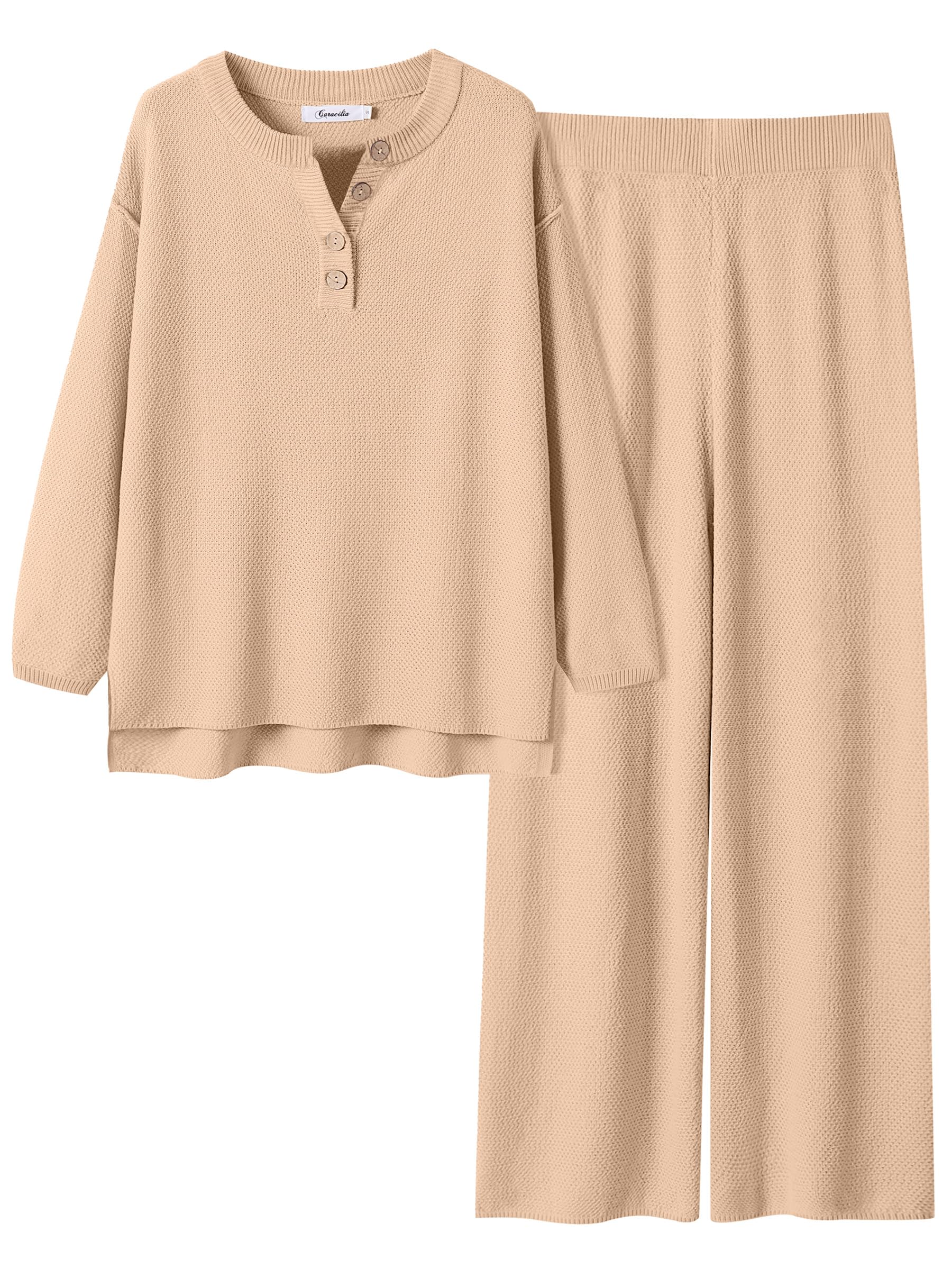 ANRABESS Women's 2-Piece Oversized Knit Loungewear Set - Loose Slouchy Sweater & Pants Comfy Lounge Outfit | Fall Winter 2023 Trendy Matching Sets | Perfect for Home Relaxation, Coffee Dates & Casual Outings