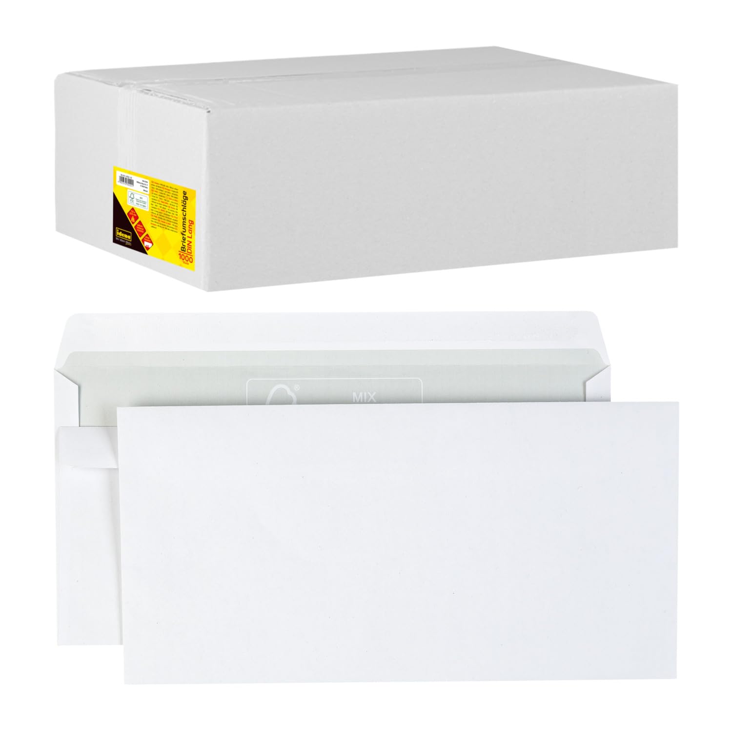 IDENA 10222 Self-Adhesive Envelopes DIN Long 110 x 75 g/m² - FSC Certified, No Window, Pack of 1000 - Perfect for Mailing, Business Correspondence & Bulk Shipping
