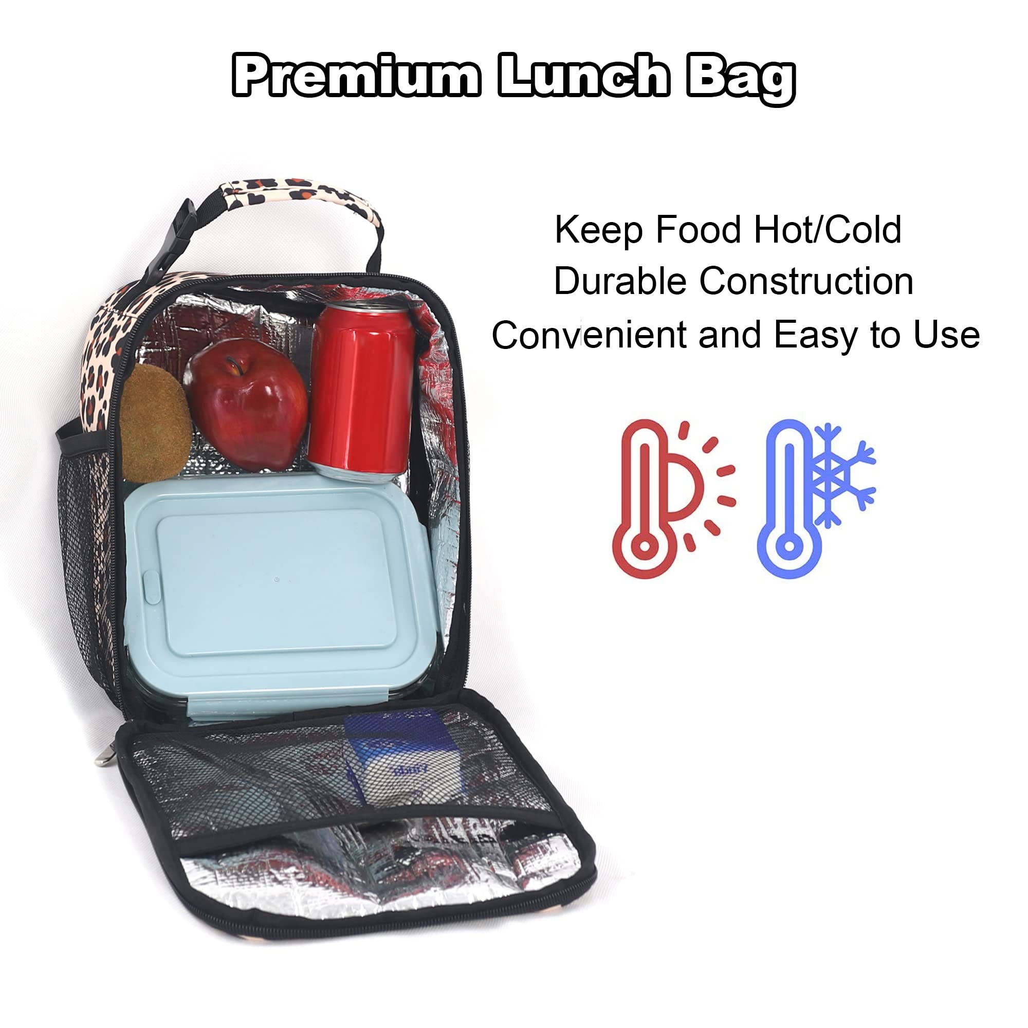 Insulated Lunch Box for Men & Women - Reusable Leopard Print Lunch Bag for Office, Work, Picnic & Travel | Portable Meal Container for Adults & Kids | Perfect for School, Gym & Outdoor Activities