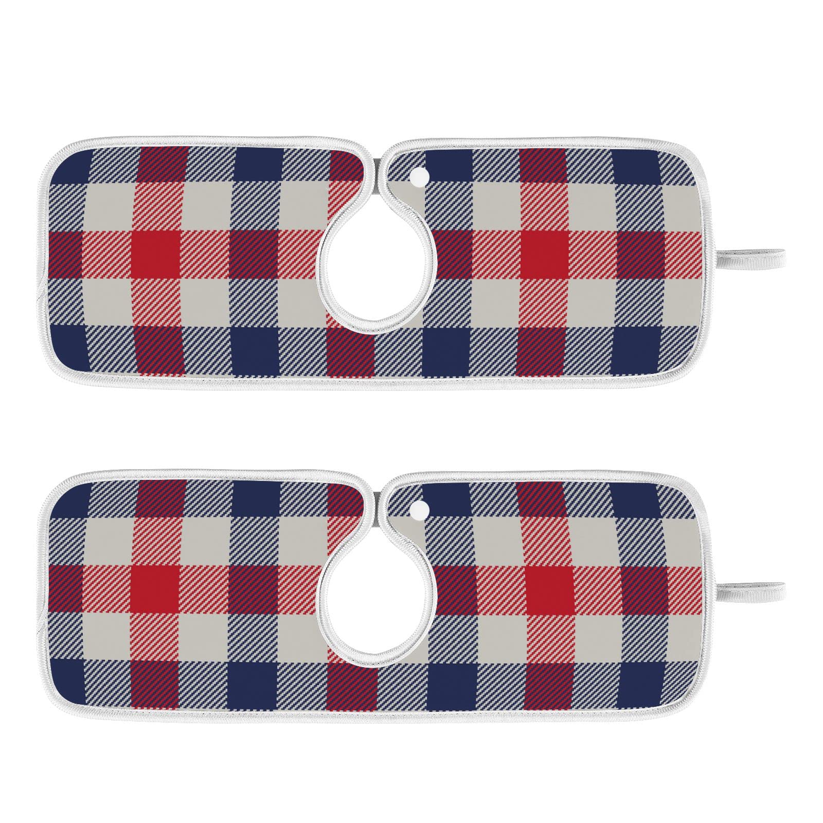 2-Pack Reusable Microfiber Kitchen Sink Splash Guard Mats - Navy, Red & White Absorbent Faucet Drip Catcher (30x5 Inch) | Countertop Protector for Water Drying & Splash Prevention | Perfect for Kitchen Sink, Bathroom Vanity & Wet Areas