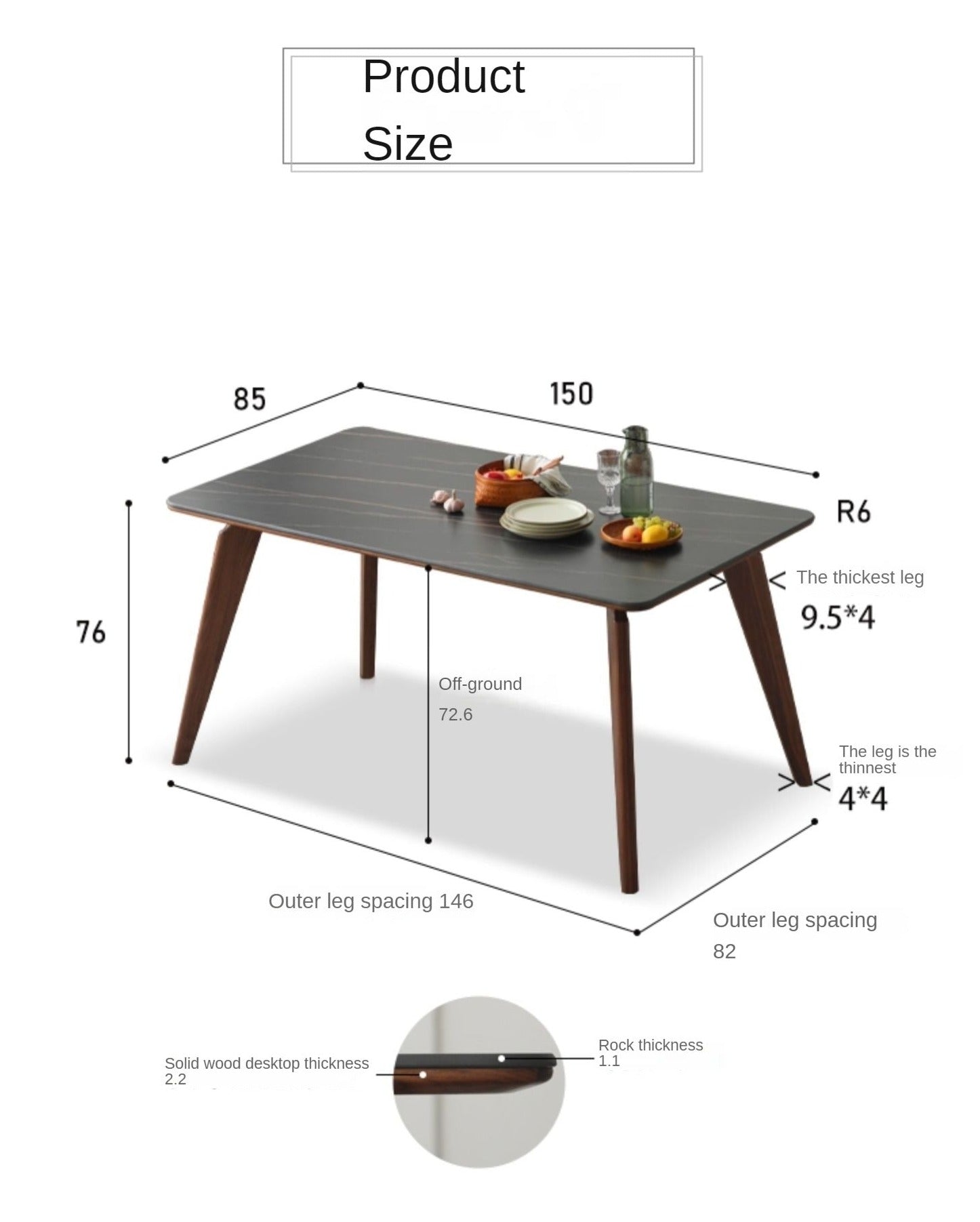 Premium Black Walnut Solid Wood Dining Table - Handcrafted North American Hardwood, Rustic Farmhouse Style for Dining Room & Kitchen Decor