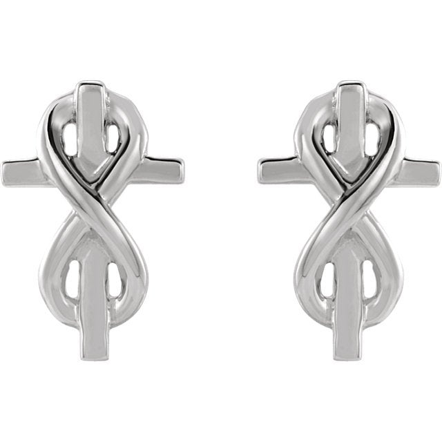 14K Gold Infinity Cross Earrings for Women - Elegant Religious Jewelry Gift for Christmas, Baptism & Church - Hypoallergenic Dangle Earrings