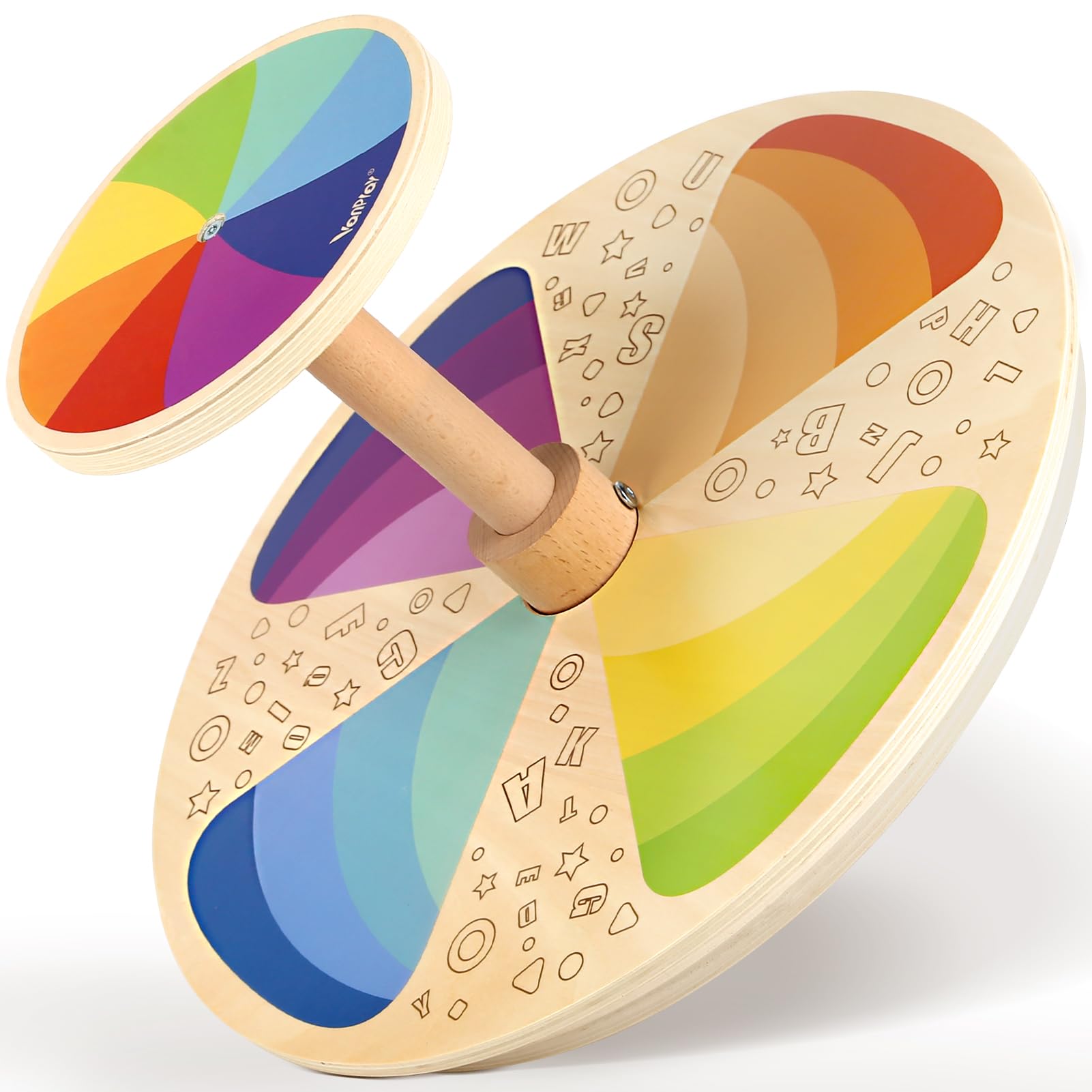 Wooden Sit and Spin Toy for Toddlers Age 2-5 | Classic Spinning Activity Toy for Early Childhood Development | Indoor & Outdoor Play, Birthday Gift for Boys & Girls