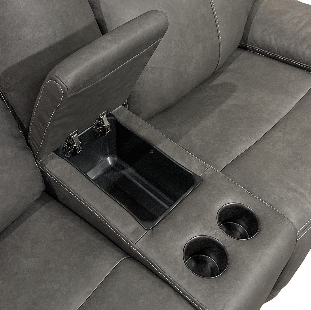 Power Reclining Loveseat with Console - Modern PU Leather Sofa Bed for Living Room, Home Theater, and Small Spaces - Dual USB Charging Ports & Cup Holders