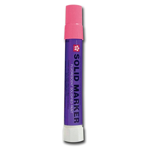 FLYWHEEL Solid Paint Markers - Grease Pens - Fluorescent Pink - Permanent Oil-Based Paint Markers for Metal, Glass, Wood, Plastic - Ideal for DIY Crafts, Industrial Labeling & Automotive Marking