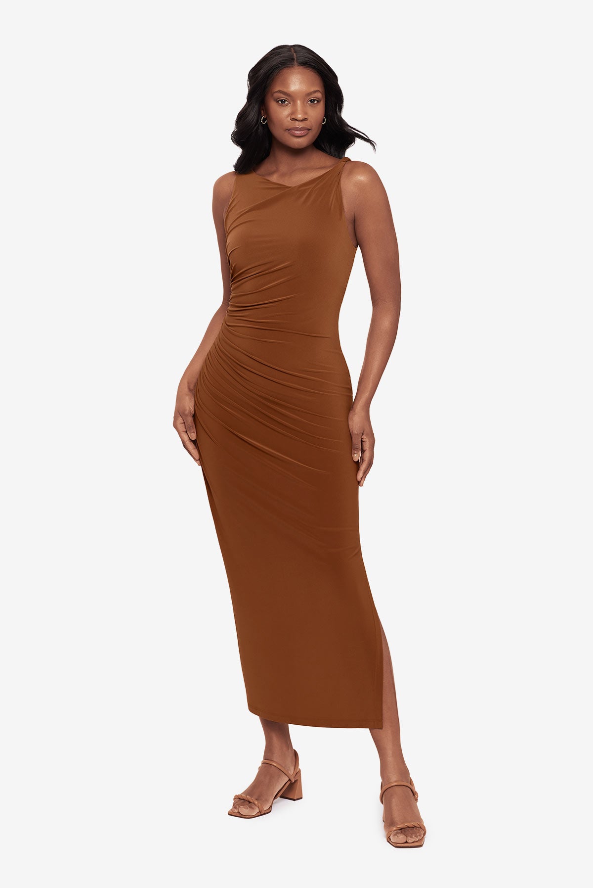 Maxi Shaping Dress in Bronze - Slimming Bodycon Evening Gown for Women | Perfect for Cocktail Parties, Date Nights & Special Occasions