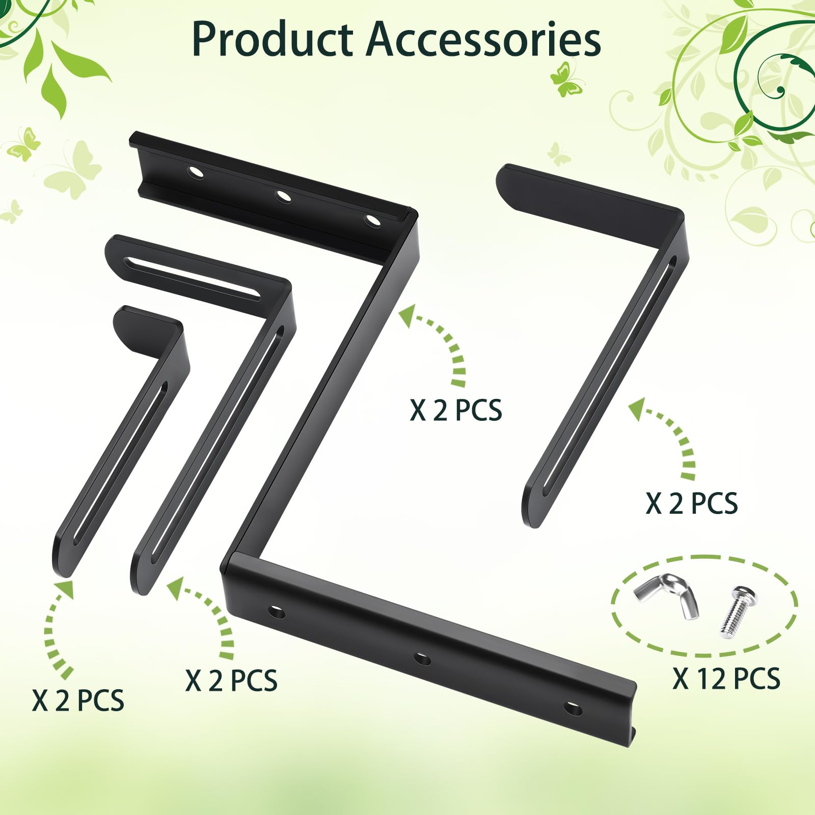 Adjustable No-Drill Planter Box Brackets for Deck Railing - Heavy Duty Flower Box Hangers for Outdoor Planters & Window Boxes (2 Pack) - Perfect for Balcony, Patio & Garden Decor