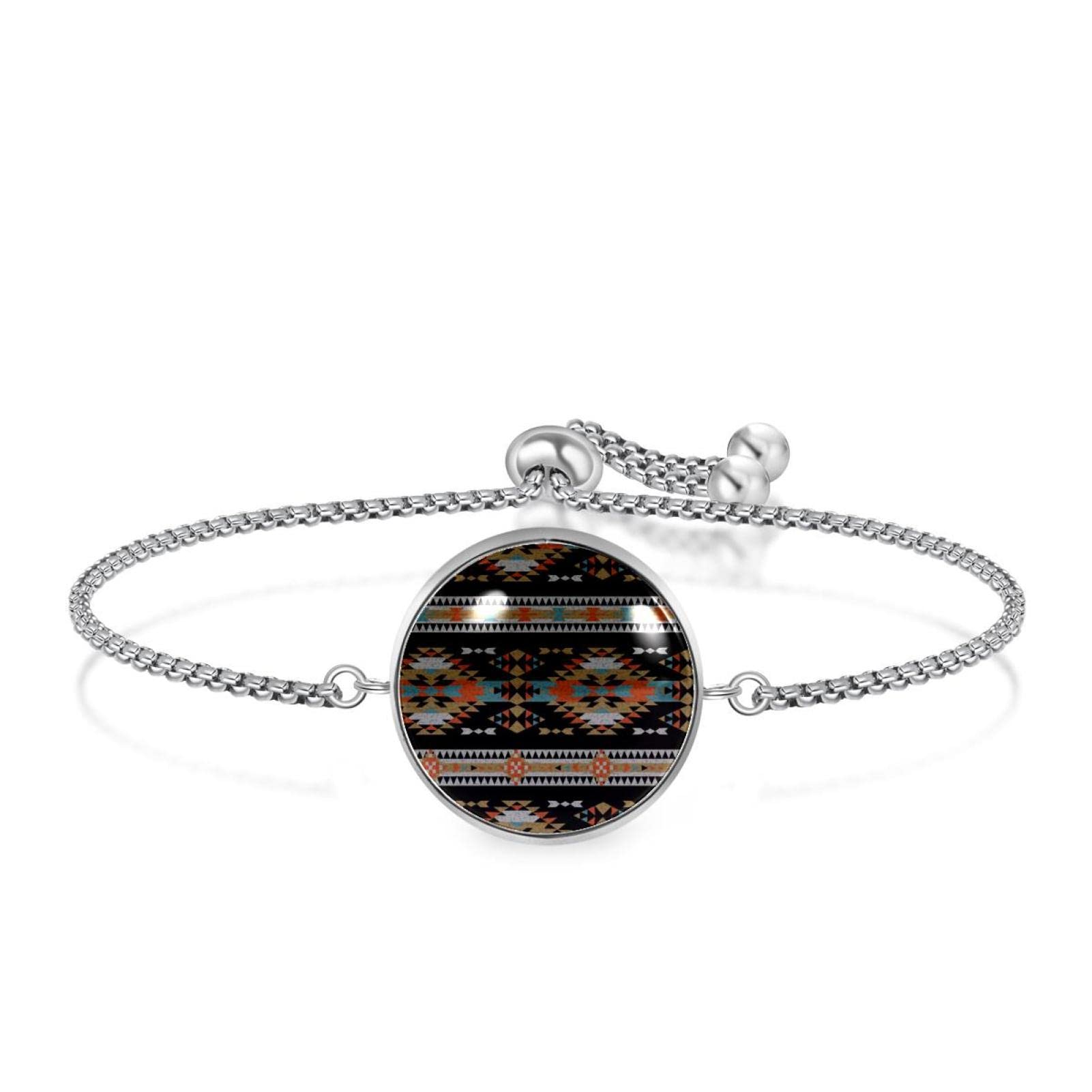 Adjustable Chain Bracelet for Women - Fashion Jewelry Gift for Birthday, Christmas, Friends - American Indian Aztec Tribal Ornament - Perfect for Boho Style, Casual Wear & Special Occasions