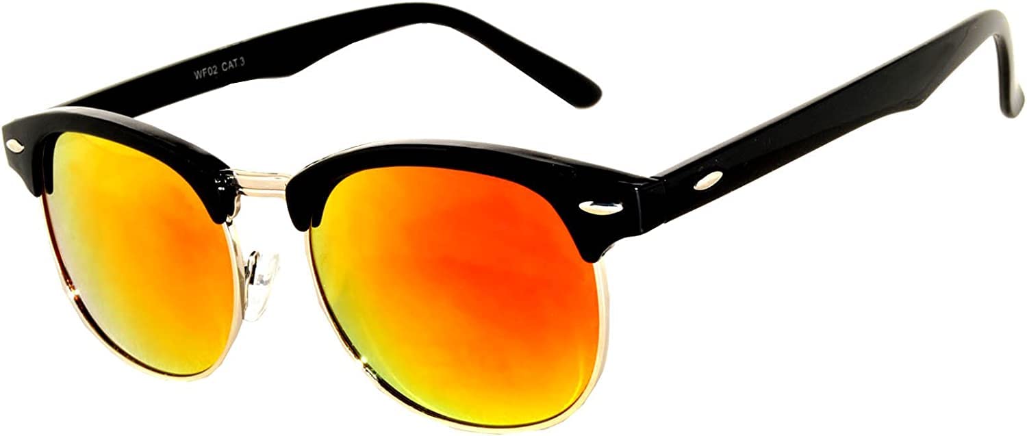 Vintage Retro Semi-Rimless Sunglasses for Men & Women - UV400 Protection Smoke Lens Metal Plastic Frame - Perfect for Driving, Beach & Outdoor Activities