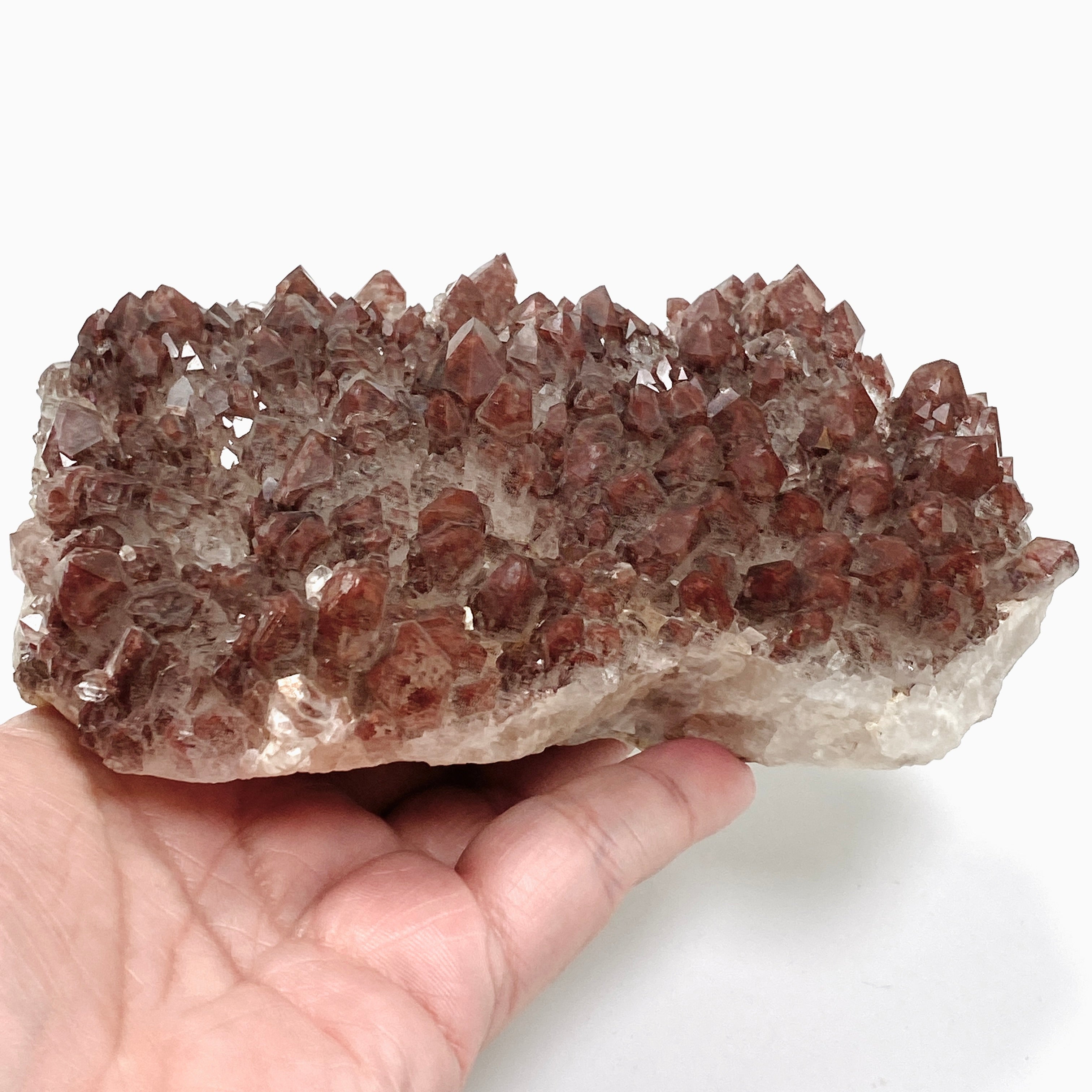 Natural Red Hematite Phantom Quartz Crystal Cluster from Zambia - CR3721 | Healing Stone for Meditation, Energy Work & Home Decor