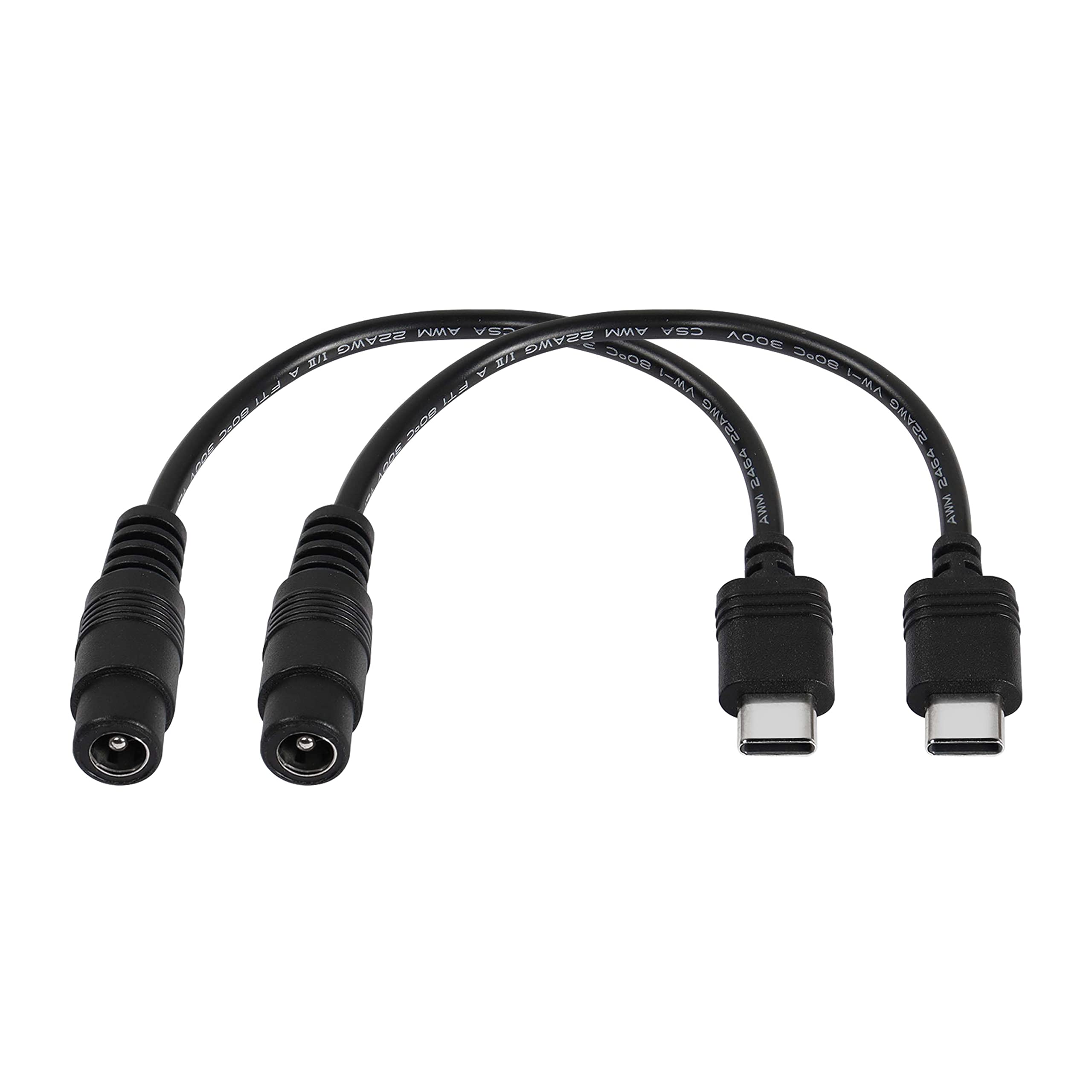 5V DC 5.5x2.1mm Female to USB Type C Adapter Cable - 2 Pack Power Extension Charger for Laptop, Phone, Tablet - Perfect for Home, Office & Travel Charging