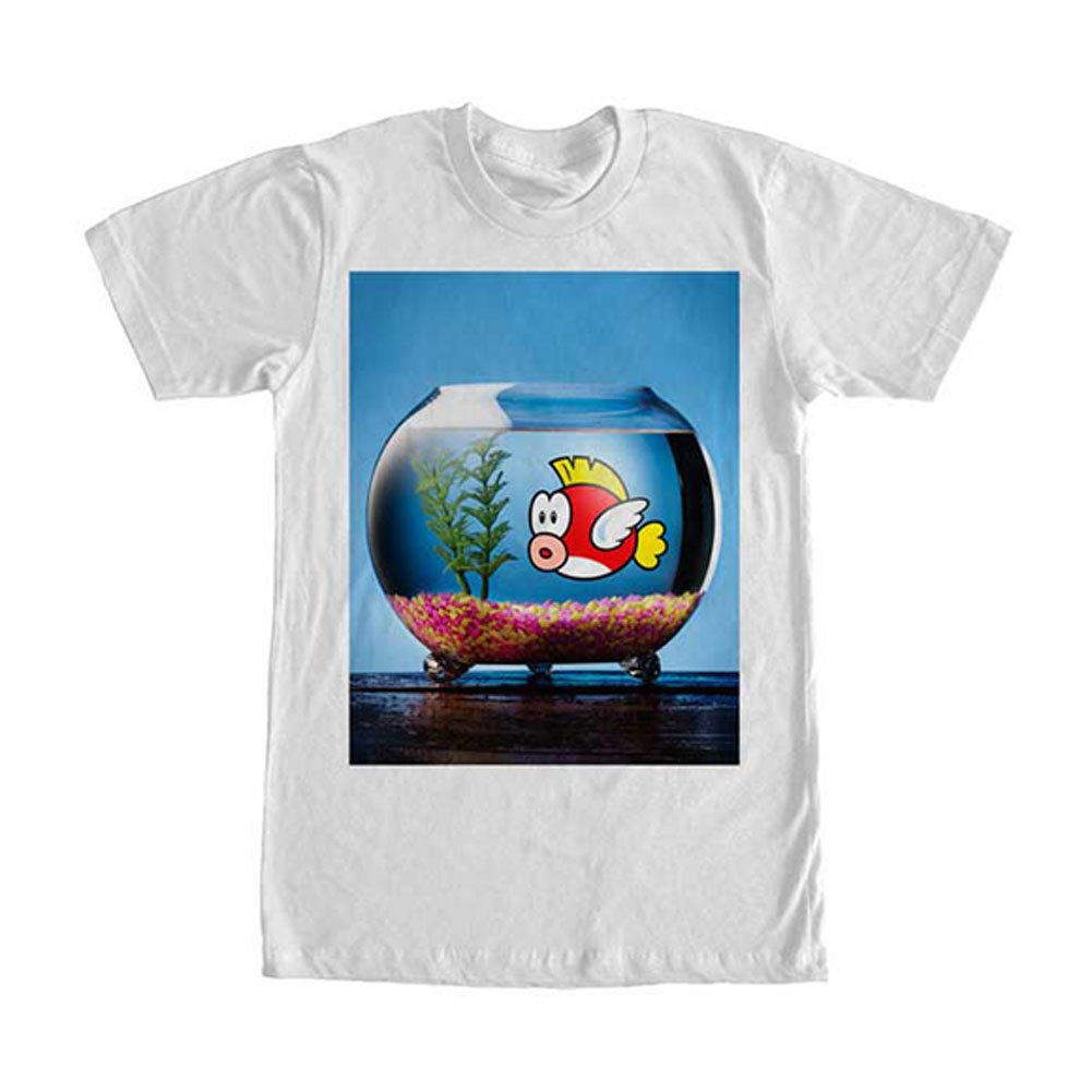 Super Mario Fish in a Bowl Graphic T-Shirt for Men - Funny Video Game Tee - Casual Wear & Gamer Gift