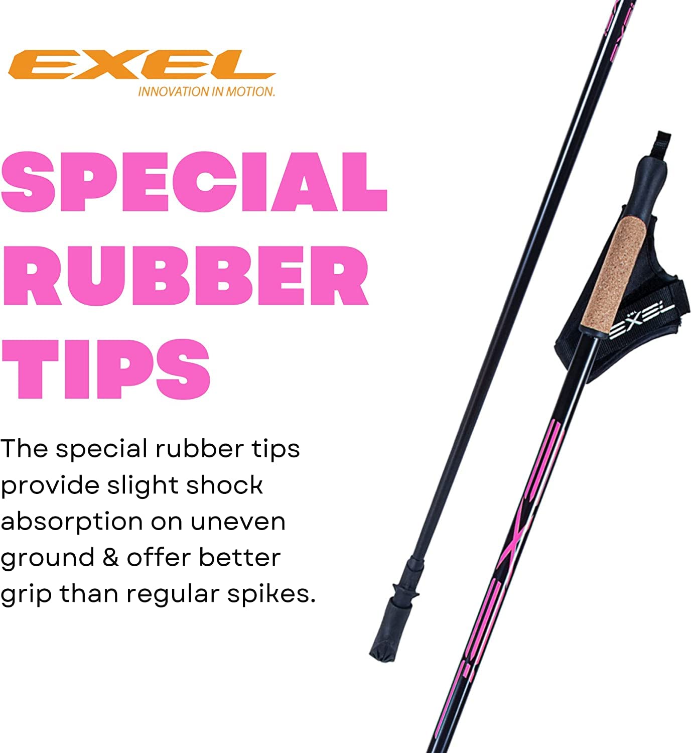Exel Nordic Walking Poles for Seniors & All Ages - Lightweight Adjustable Trekking Poles for Hiking, Walking, Fitness & Outdoor Activities - Ergonomic Walking Sticks for Balance, Posture & Joint Support - Perfect for Trail Hikes, Urban Walking & Rehabilitation Exercises
